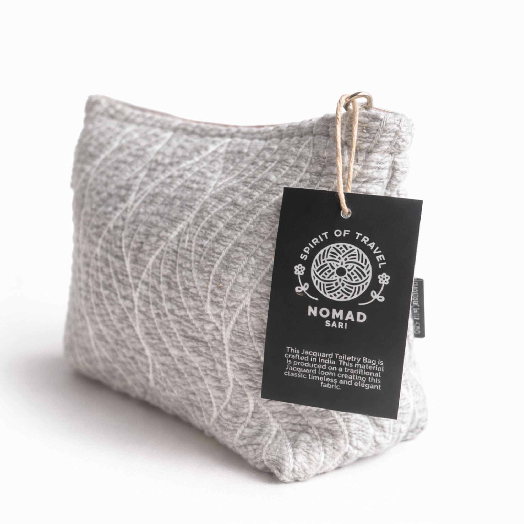 Nomad Sari Indian Jacquard Toiletry Bag - Moonlit Weave - Image 3