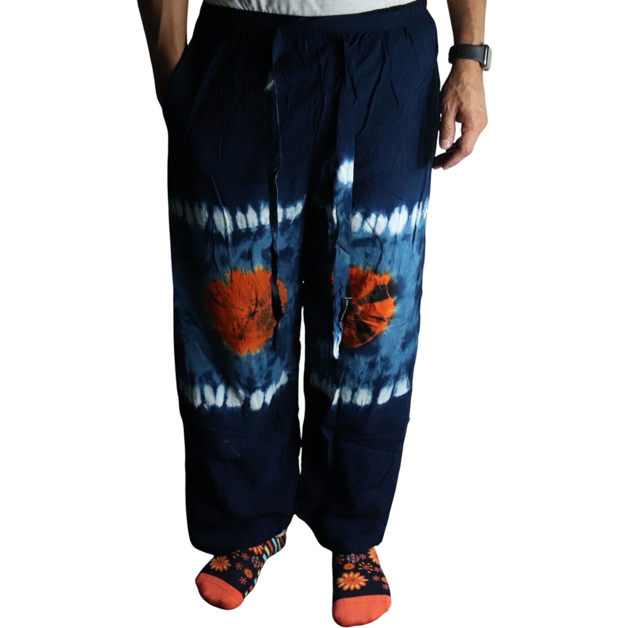 Japanese Style Lounge Pants - Teal & Orange - L - Image 8