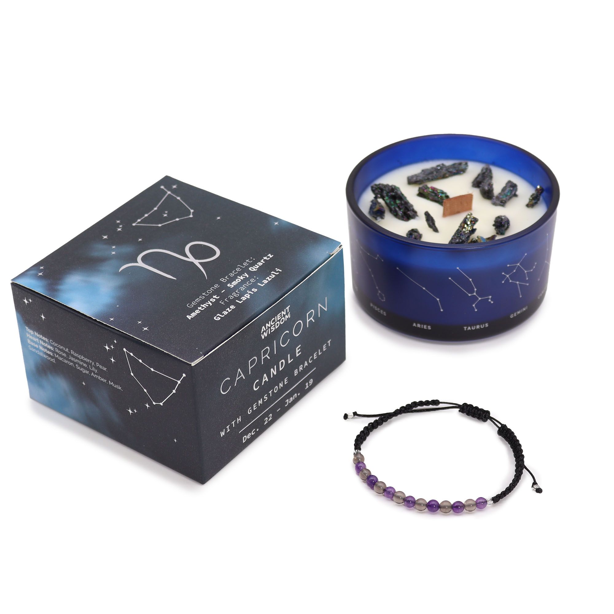 Zodiac Crystal Candle with Gemstone Bracelet - Capricorn - Image 3