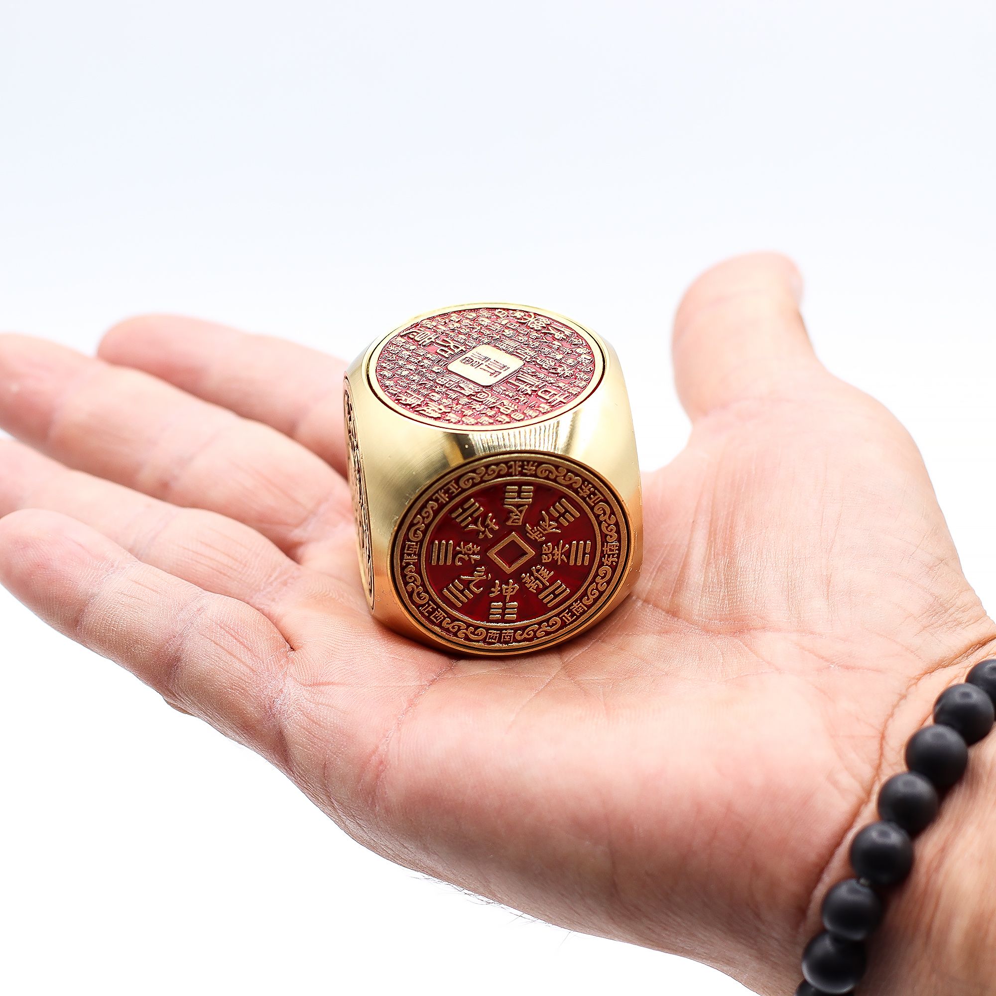 Feng Shui Fortune - Red & Brass Prosperity Cube - Flat - Image 5