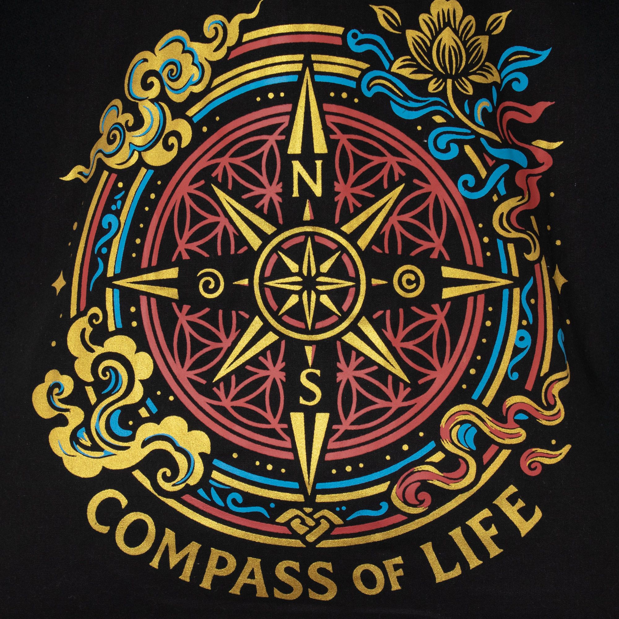 Iconic Classic Tote Bag - Compass of Life - Black 6oz - Image 5