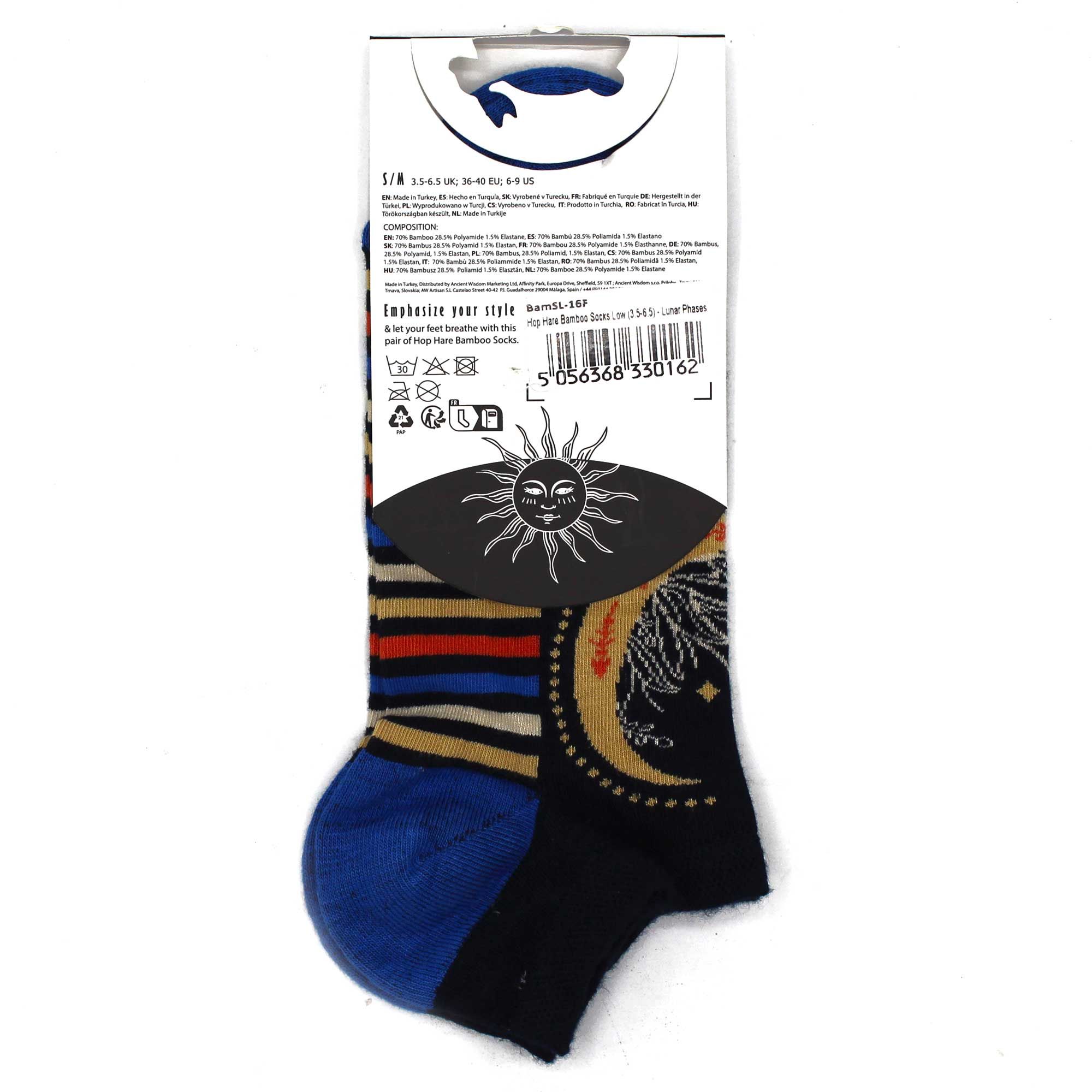 S/M Hop Hare Bamboo Socks Low (3.5-6.5) - Lunar Phases - Image 2