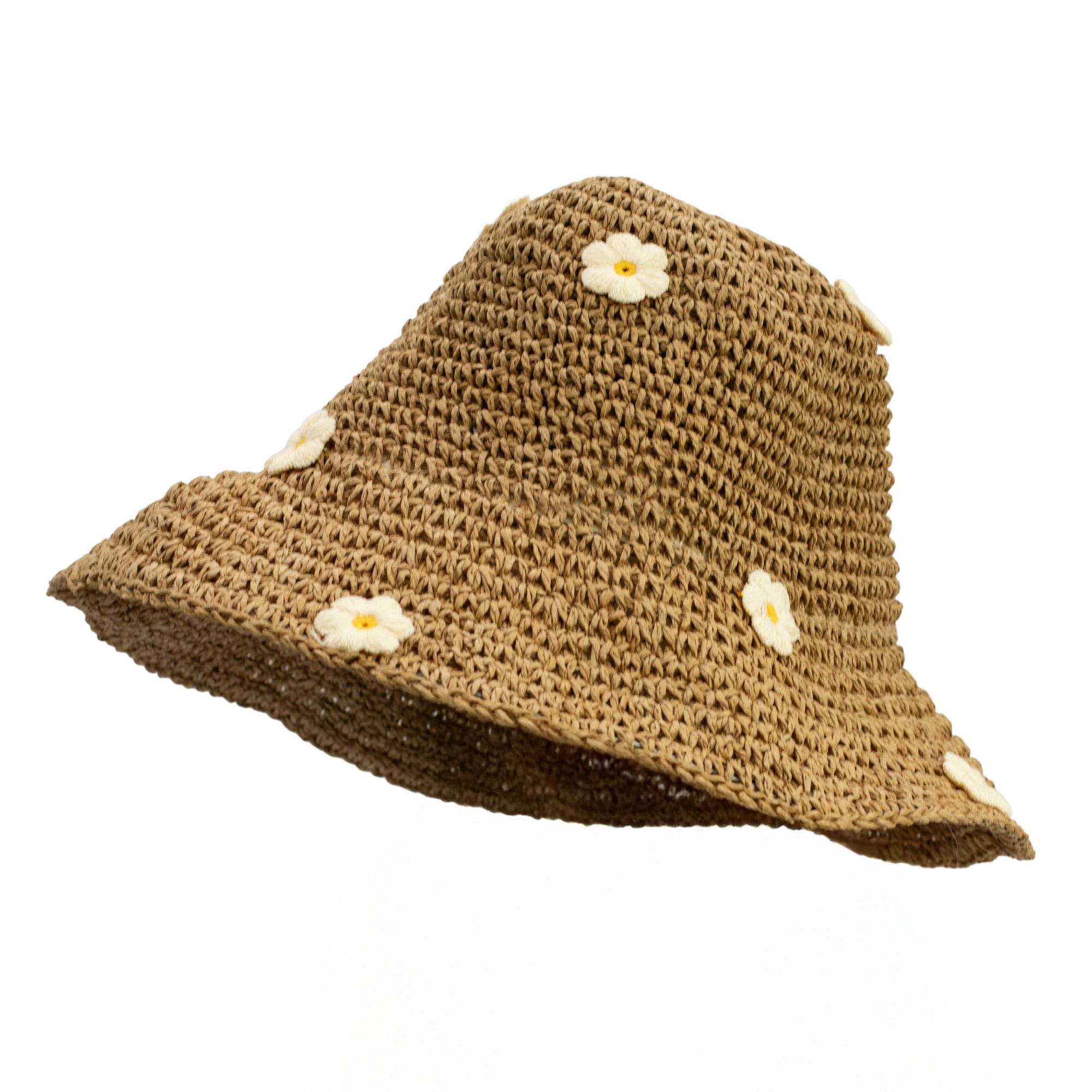 Nomad Sari Floppy Straw Sun Hat - Coffee & Daisies - Image 7