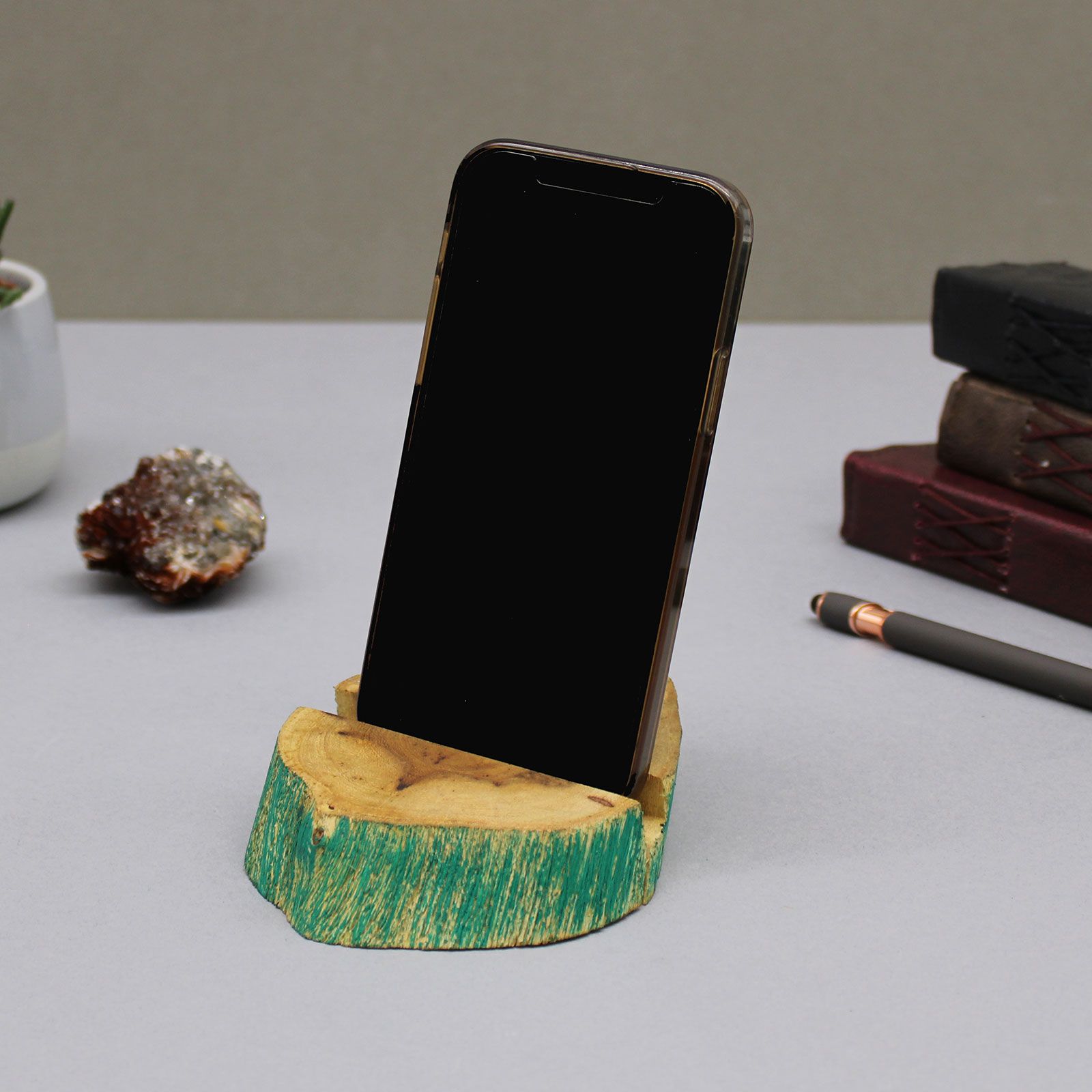 Lrg Gamal Wood Phone Holder - Greenwash - Image 9
