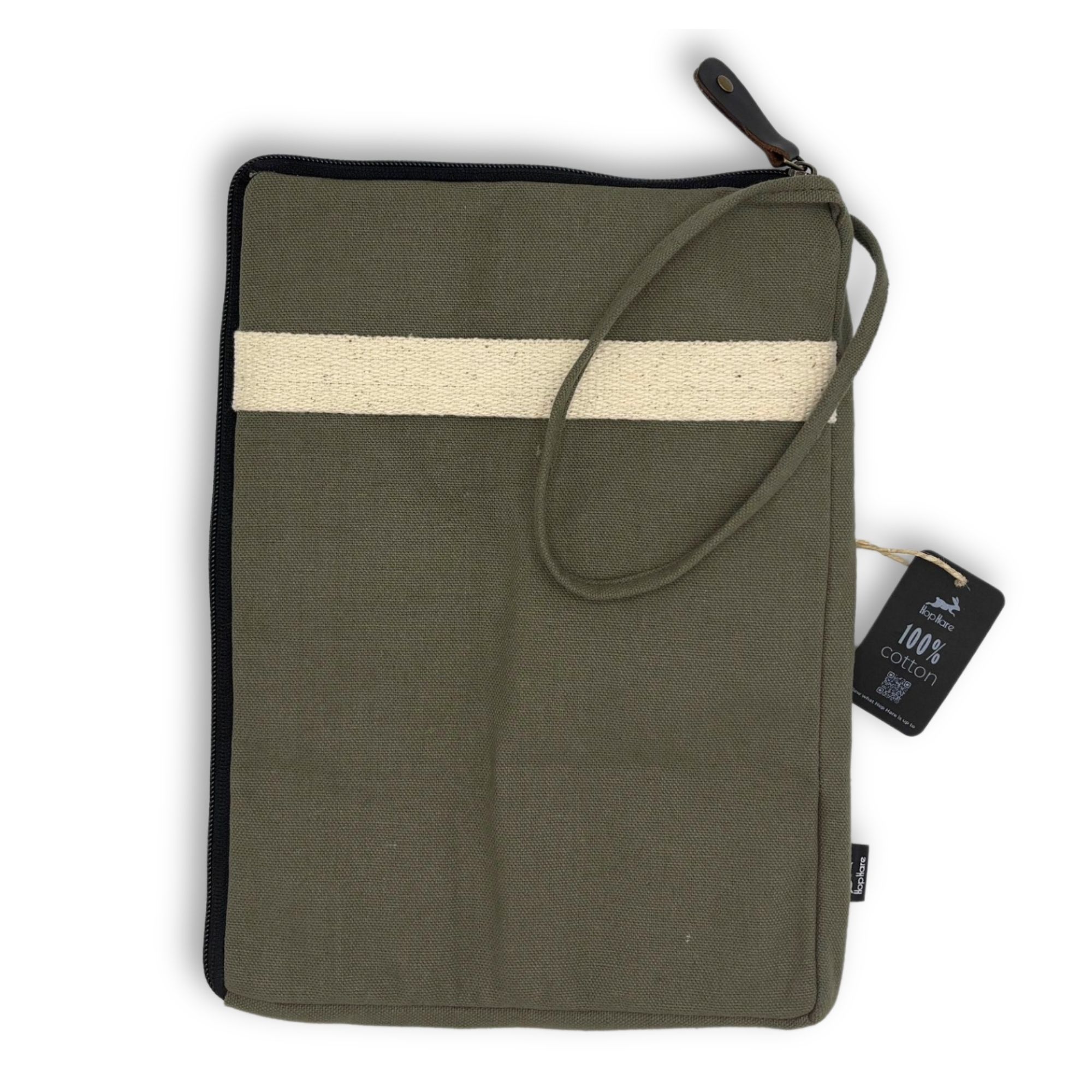 Canvas Large Laptop Pouch - Olive - Image 6