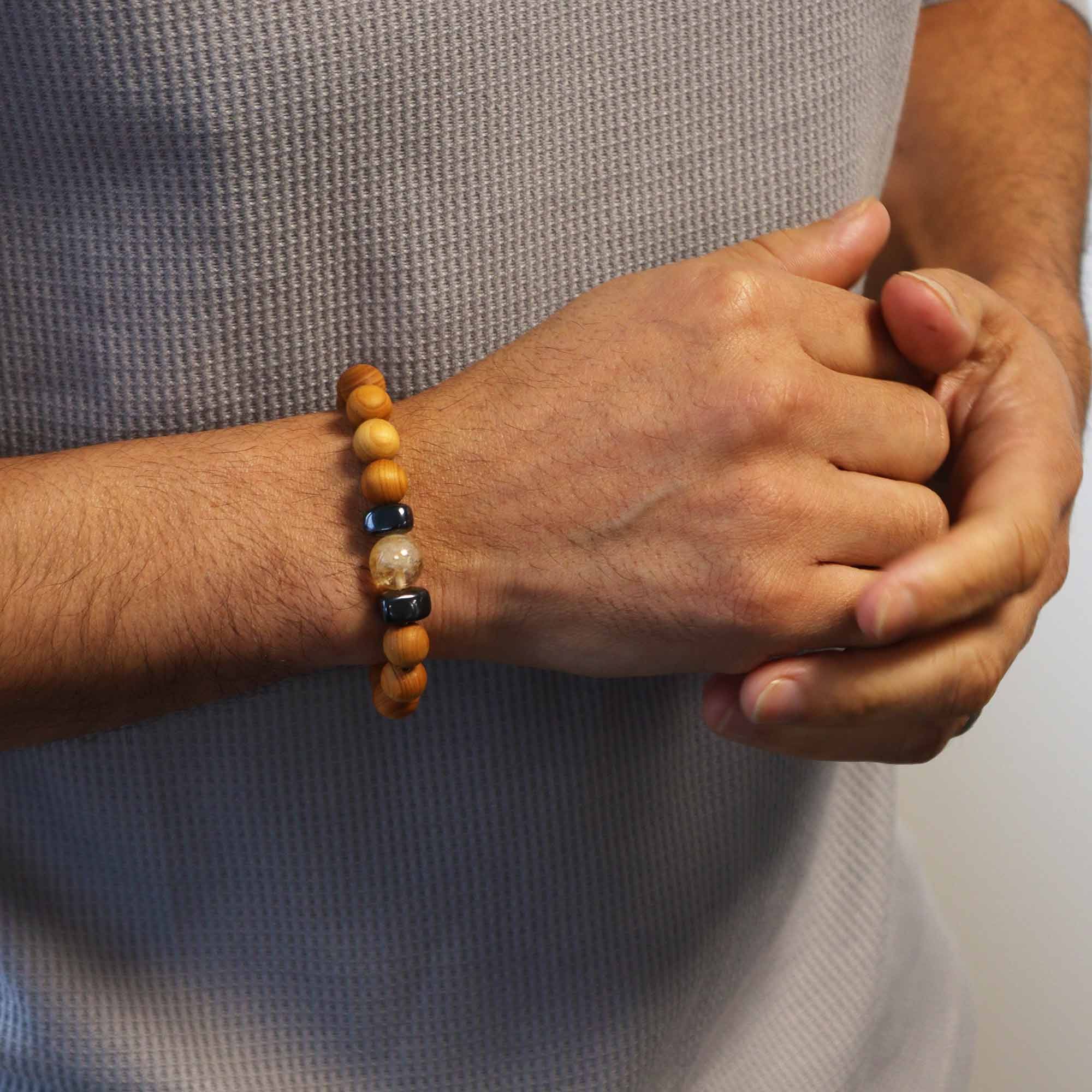 Cedarwood Solar Plexus Chakra Bangle with Citrine - Image 3
