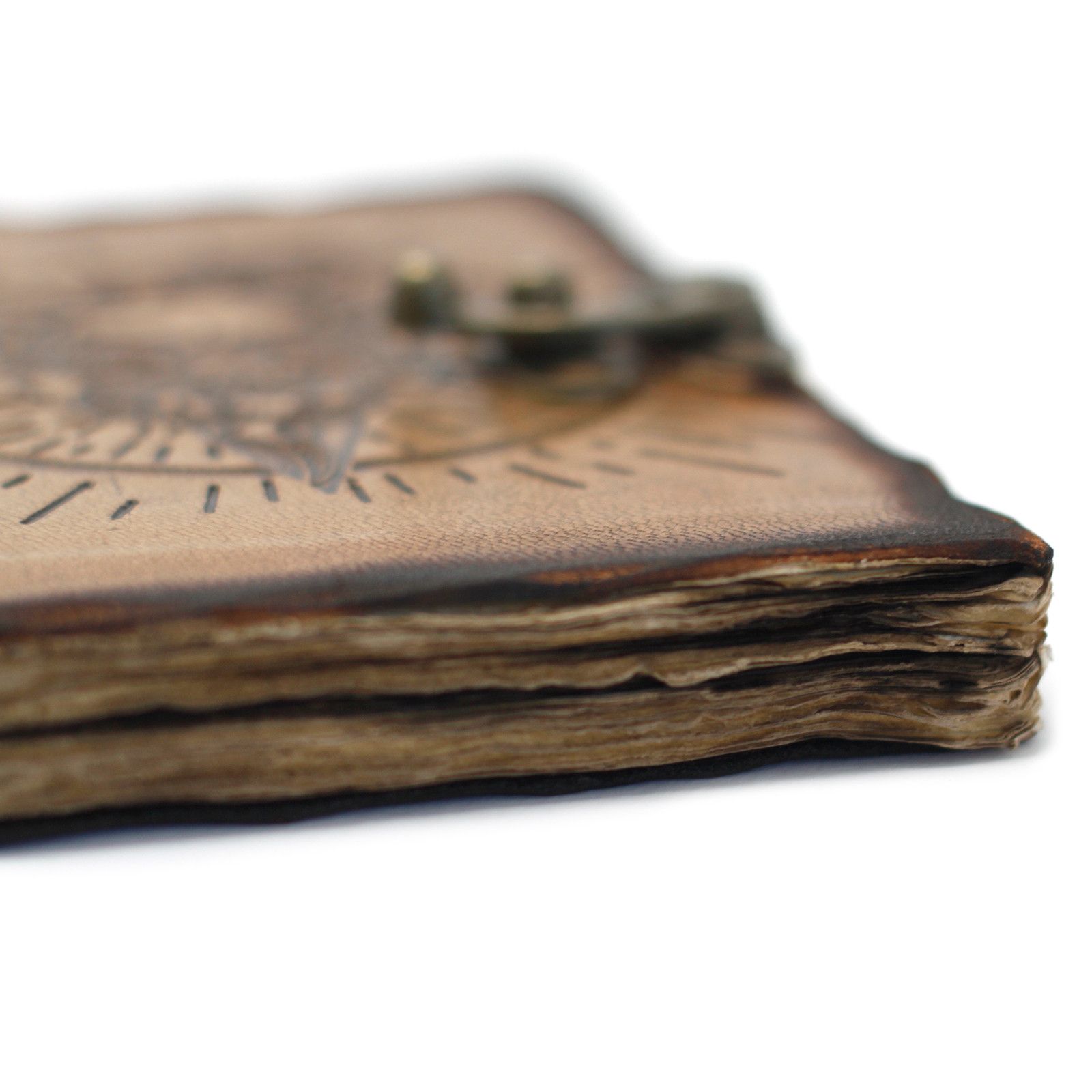 Leather Pentagon & Skull with Burns Detail Notebook (7x5") - Image 4