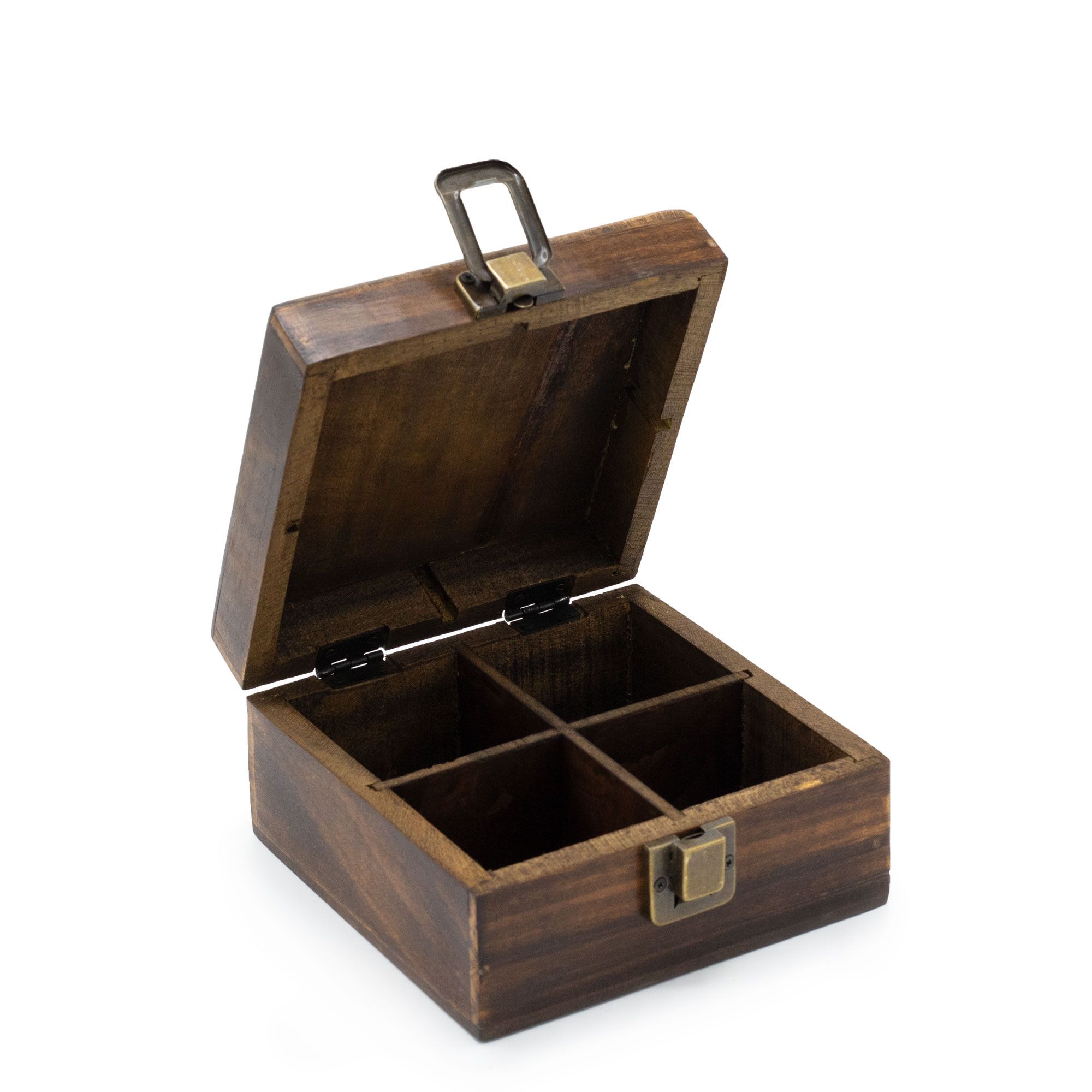 Mango Carved Tea Box (4 compartments) - Image 3