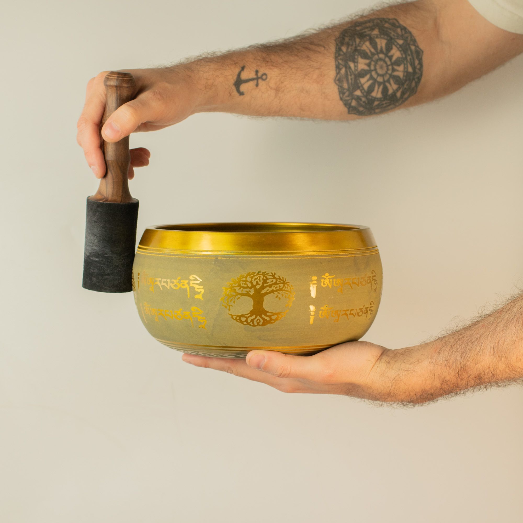 Large Aluminum Singing Bowl - Buddha Tree of Life - Copper Colour (19cm) - Image 3