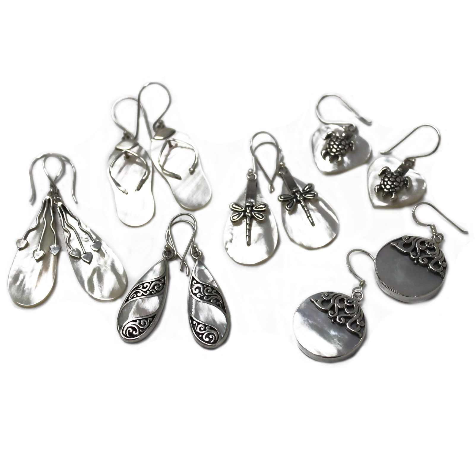 Shell & Silver Earrings - Three Hearts - MOP - Image 4