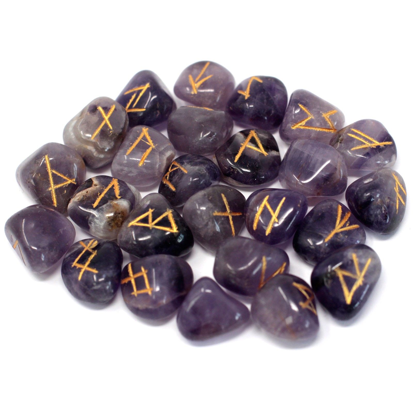 Runes Stone Set in Pouch - Amethyst - Image 2