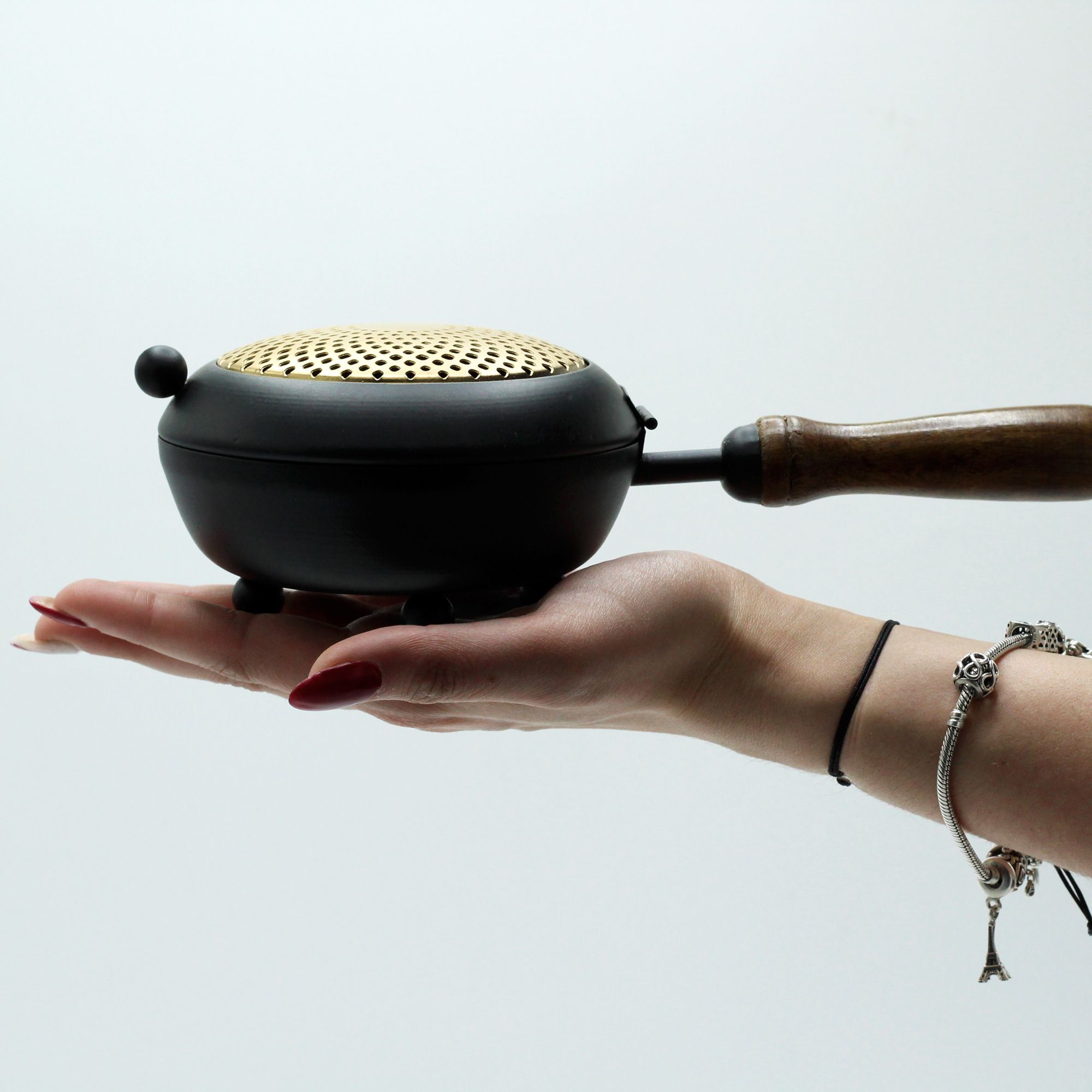 Large Iron Censer Incense Burner - Gold detail - Image 4