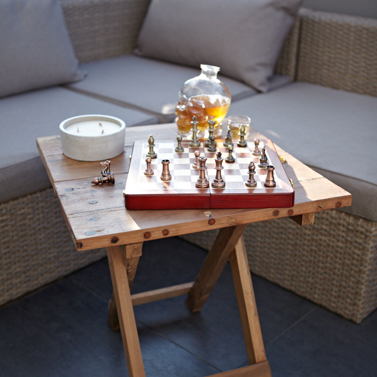 Square Folding Coffee Table - 50cm - Recycled Wood - Image 5