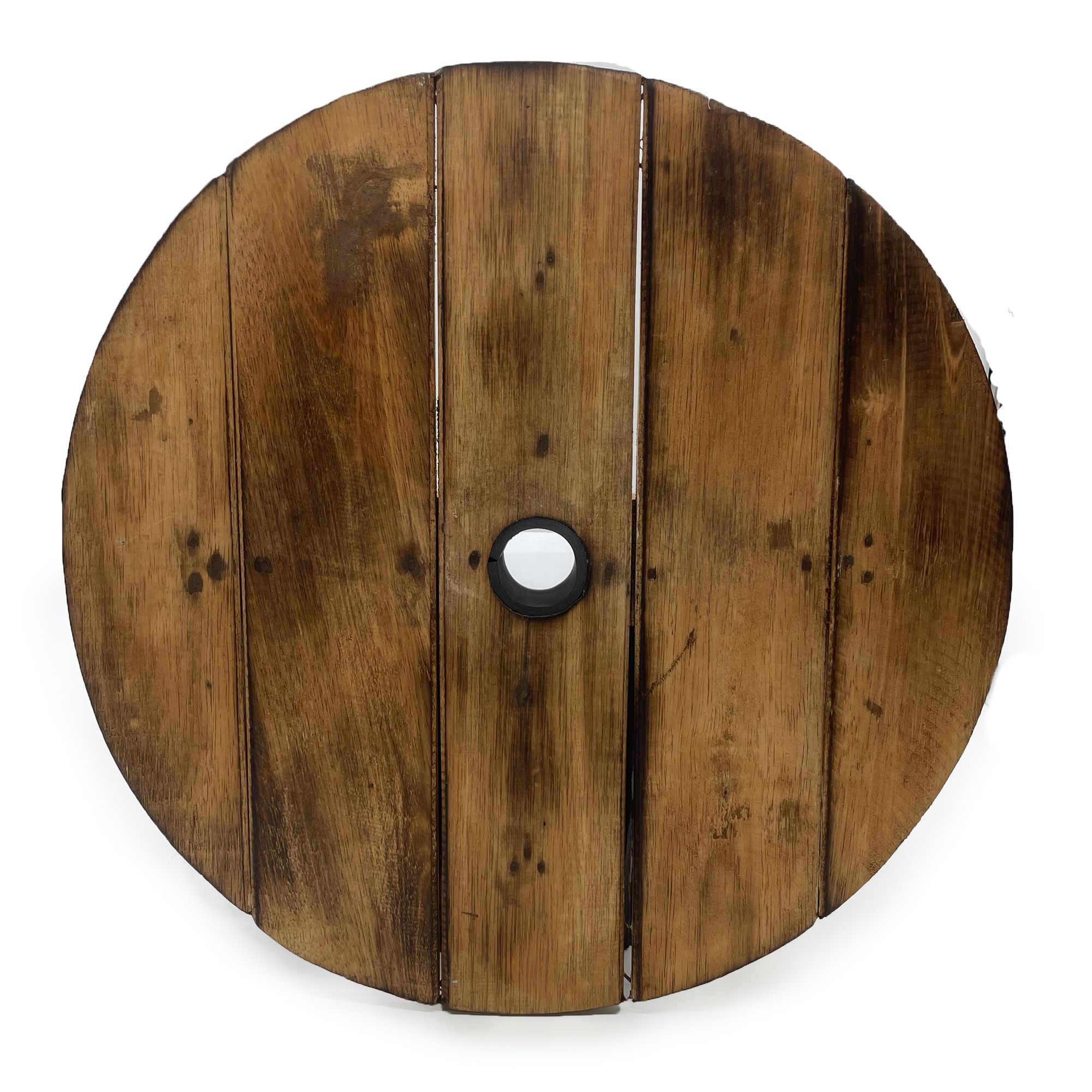 Beer Barrel Table & Parasol Stand – Natural Wood 60 x 48.5 cm - Image 5