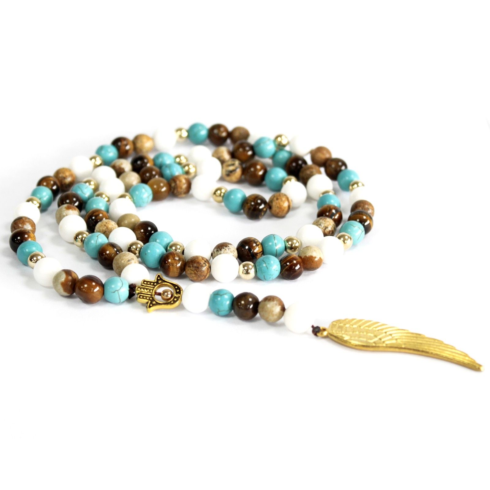 Angel Wing / Multi Beads Gemstone Necklace - Image 3