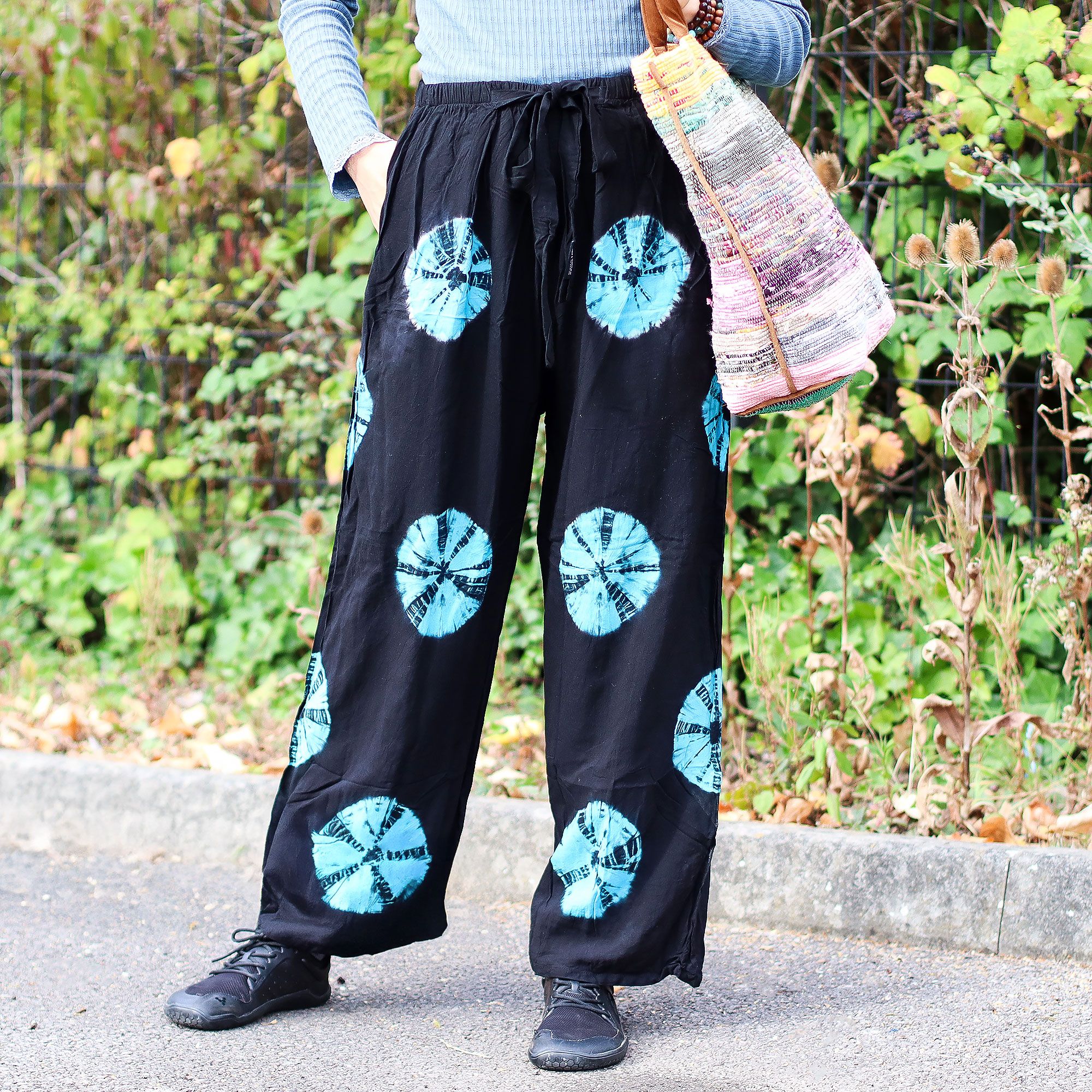 Japanese Style Lounge Pants - Black & Blue - L - Image 9