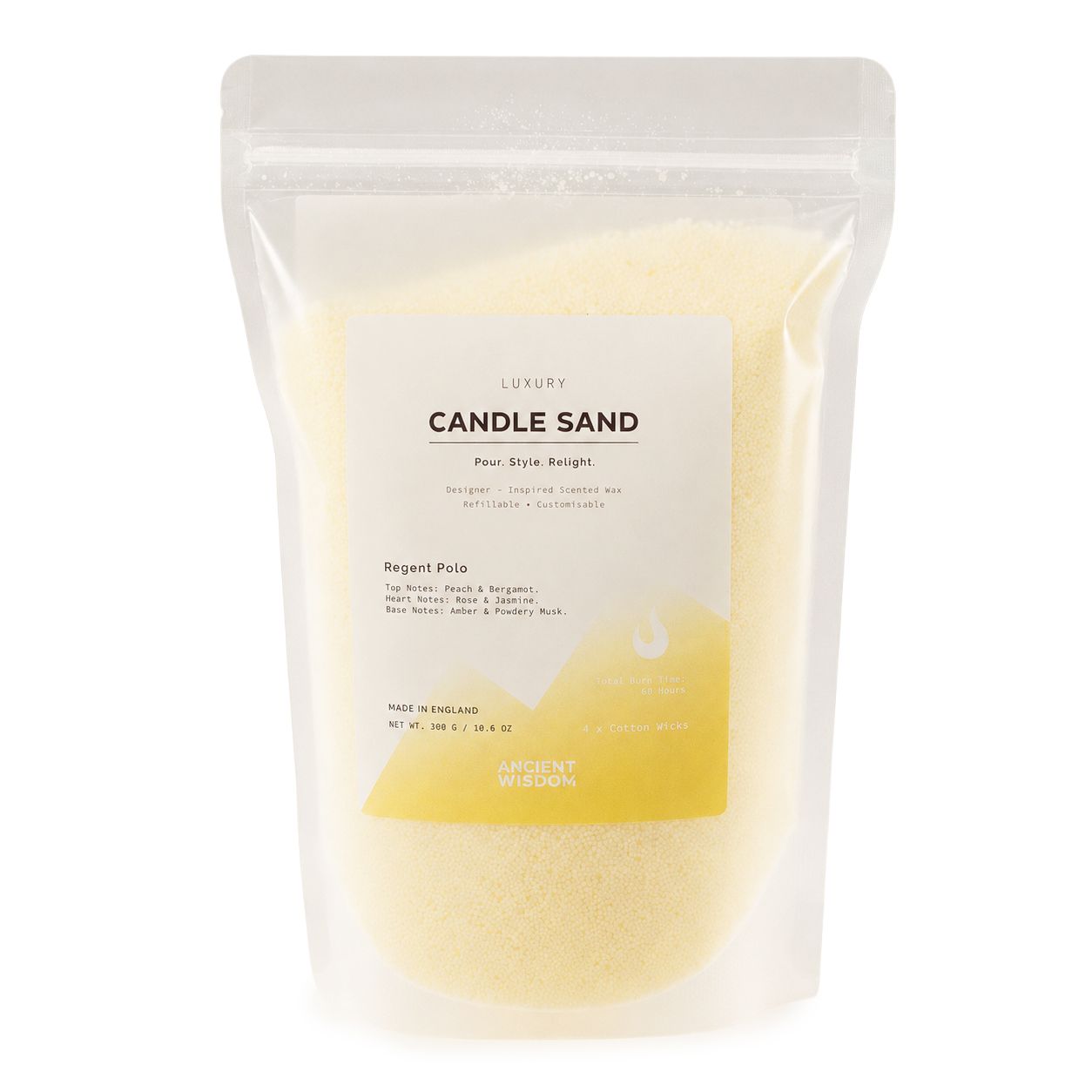 Fragranced Candle Sand - Cream - Regent Polo - 300g - Image 3