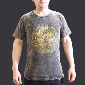 Nomad Sari Stonewashed Cotton T-Shirt – Hamsa – Dark Grey – Small