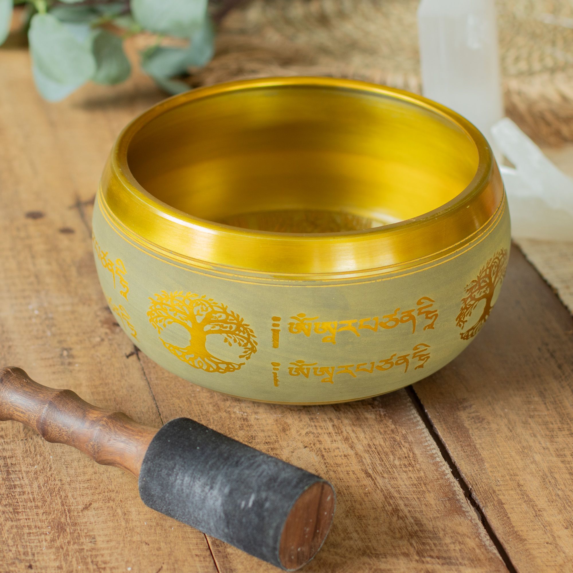 Large Aluminum Singing Bowl - Buddha Tree of Life - Copper Colour (19cm) - Image 4