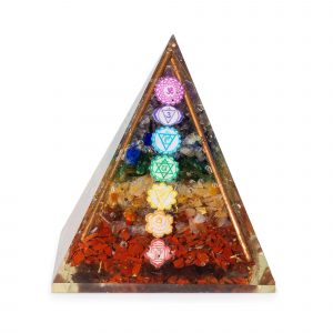 Med Organite Pryamids 7x6cm - Copper Bars - 7 Charkra Chips