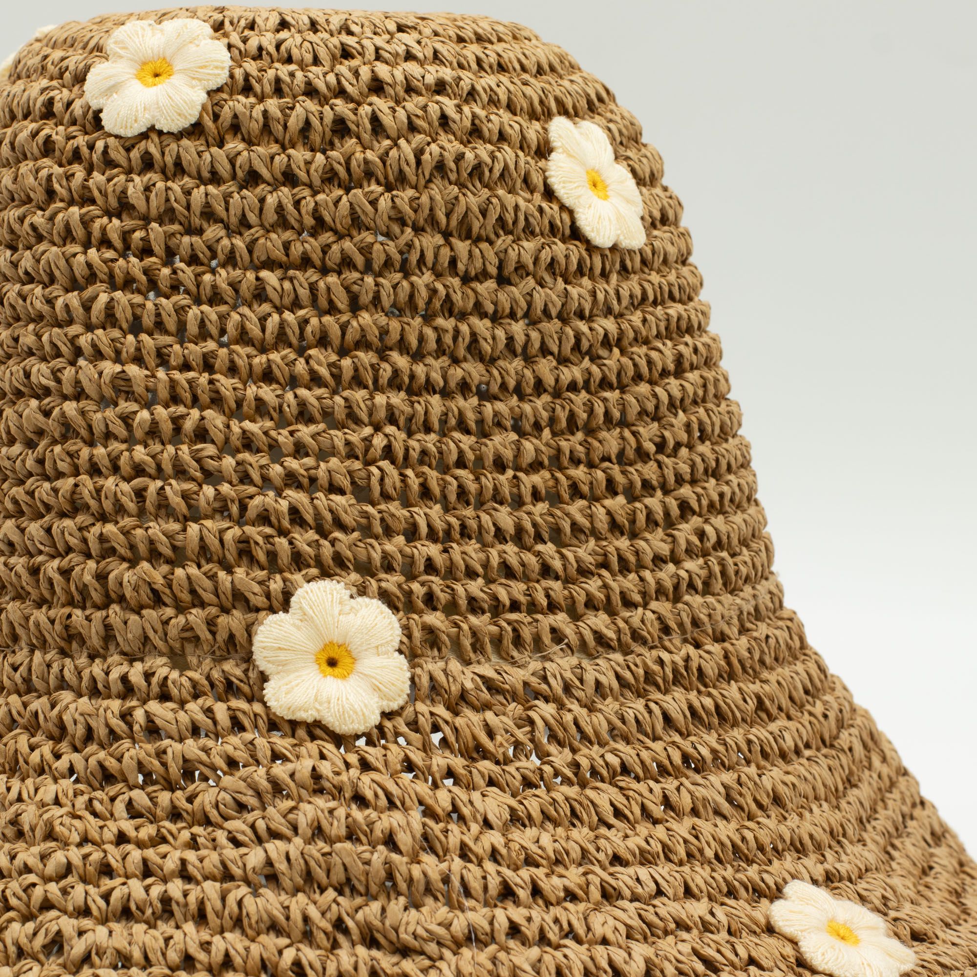 Nomad Sari Floppy Straw Sun Hat - Coffee & Daisies - Image 3