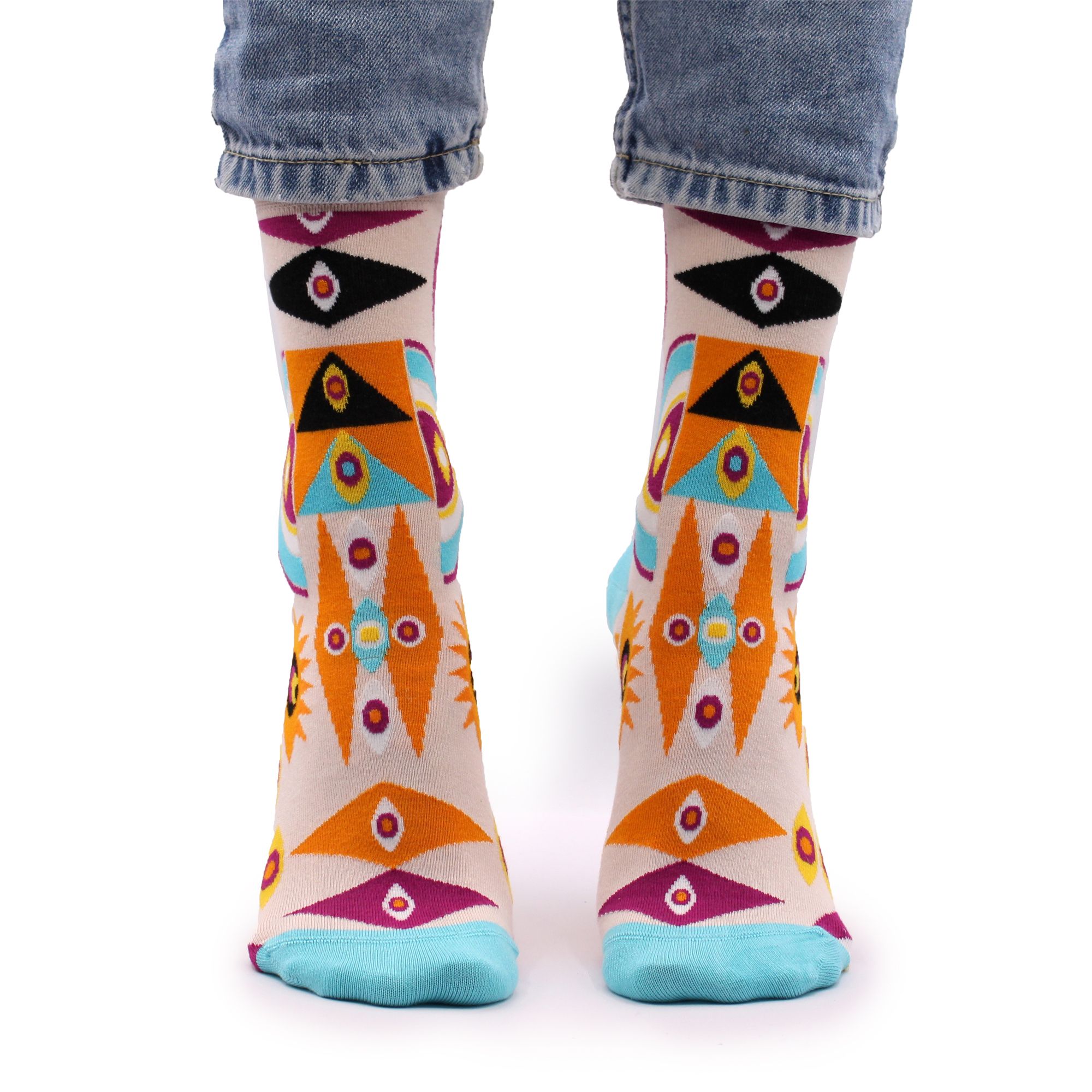 Hop Hare Bamboo Socks S/M - Psychedelic Evil Eye - Image 3