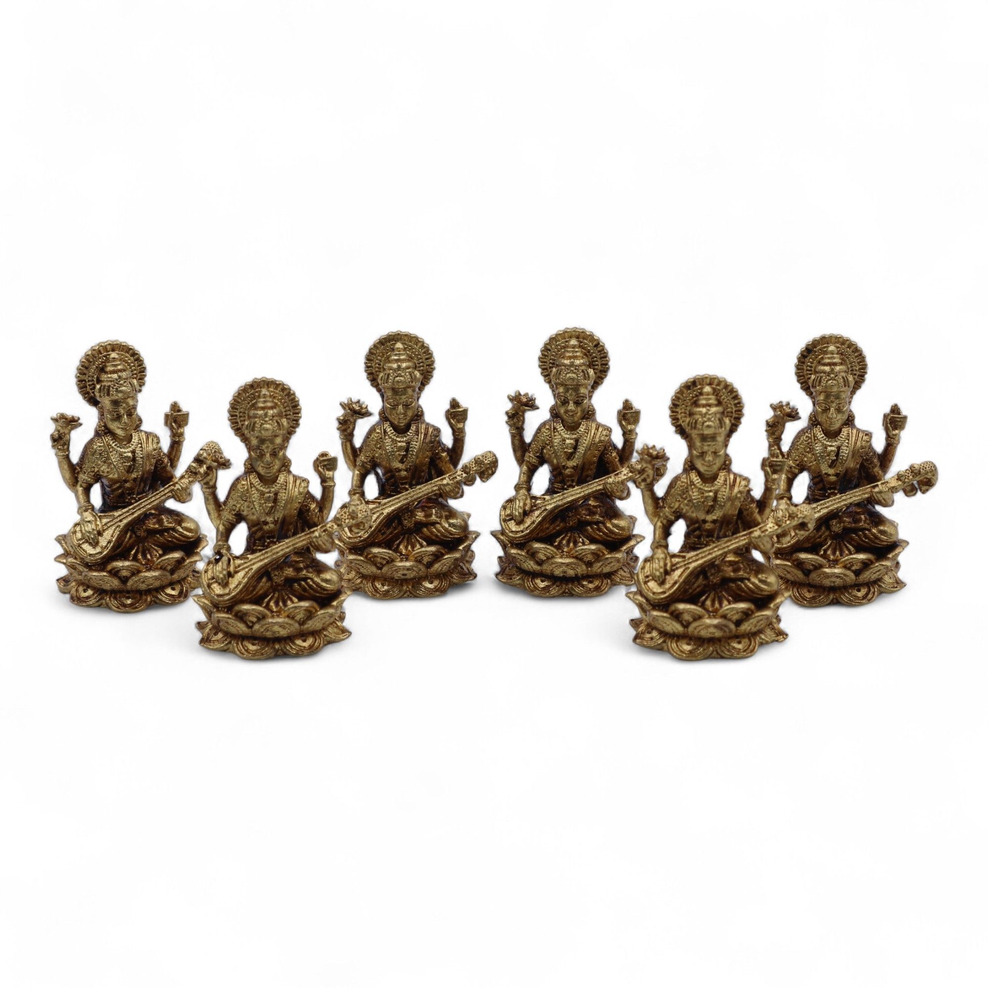 Brass Miniature Gods - Sarswati (22gms) - 34mm - Image 7