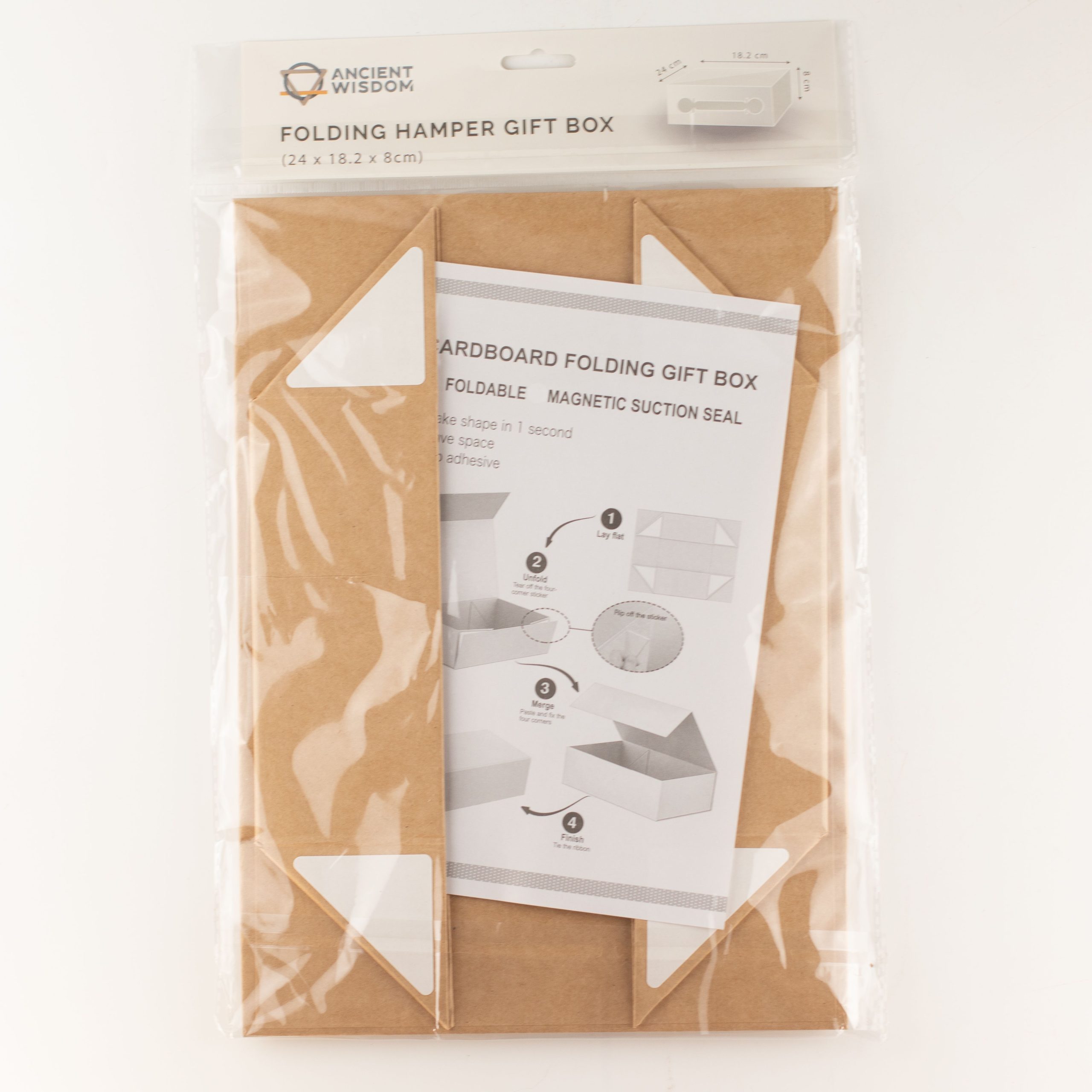 Flat Pack Gift Box - Med Hamper (24x18.2x8cm) - Brown Craft - Image 6