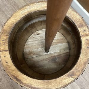 Beer Barrel Stool & Parasol Stand – Natural Wood 38 x 32 cm