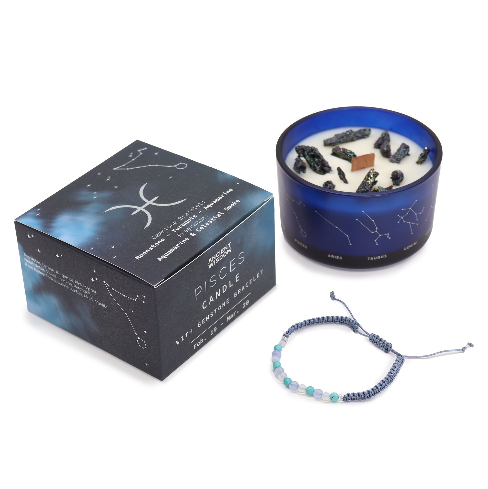 Zodiac Crystal Candle with Gemstone Bracelet - Pisces - Image 5