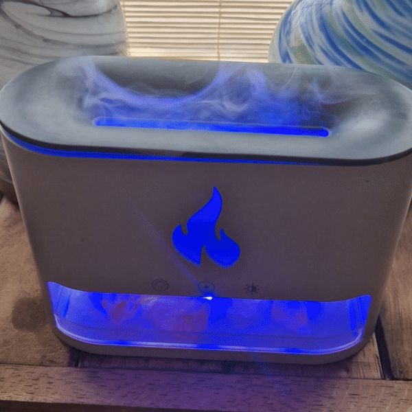White Blaze Aroma Diffuser - Himalayan Salt Chamber - USB-C - Flame Effect (Salt included) - Image 5