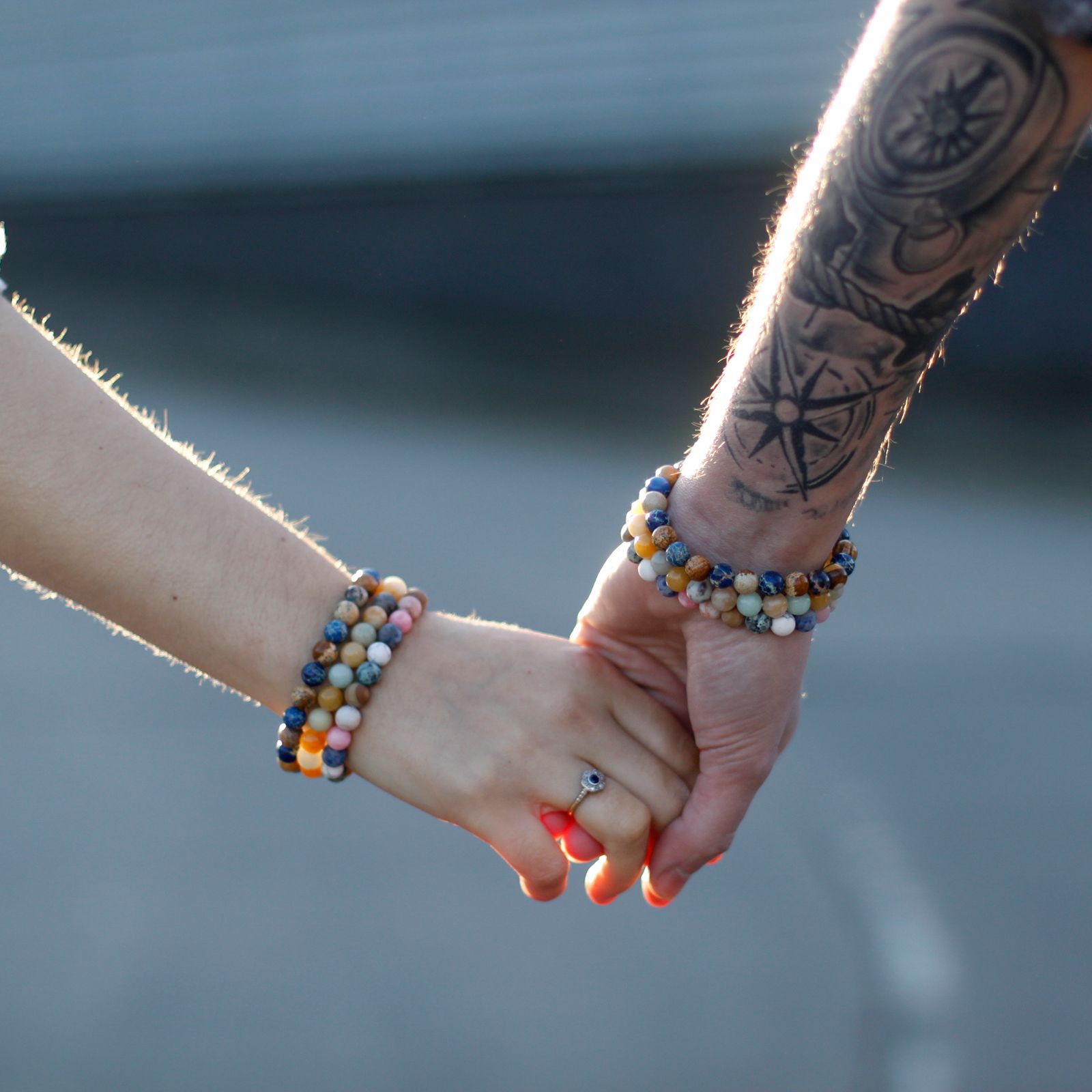 Set of 2 Gemstones Friendship Bracelets - Eternity - Leopard Skin Jasper & Lava Stone - Image 7