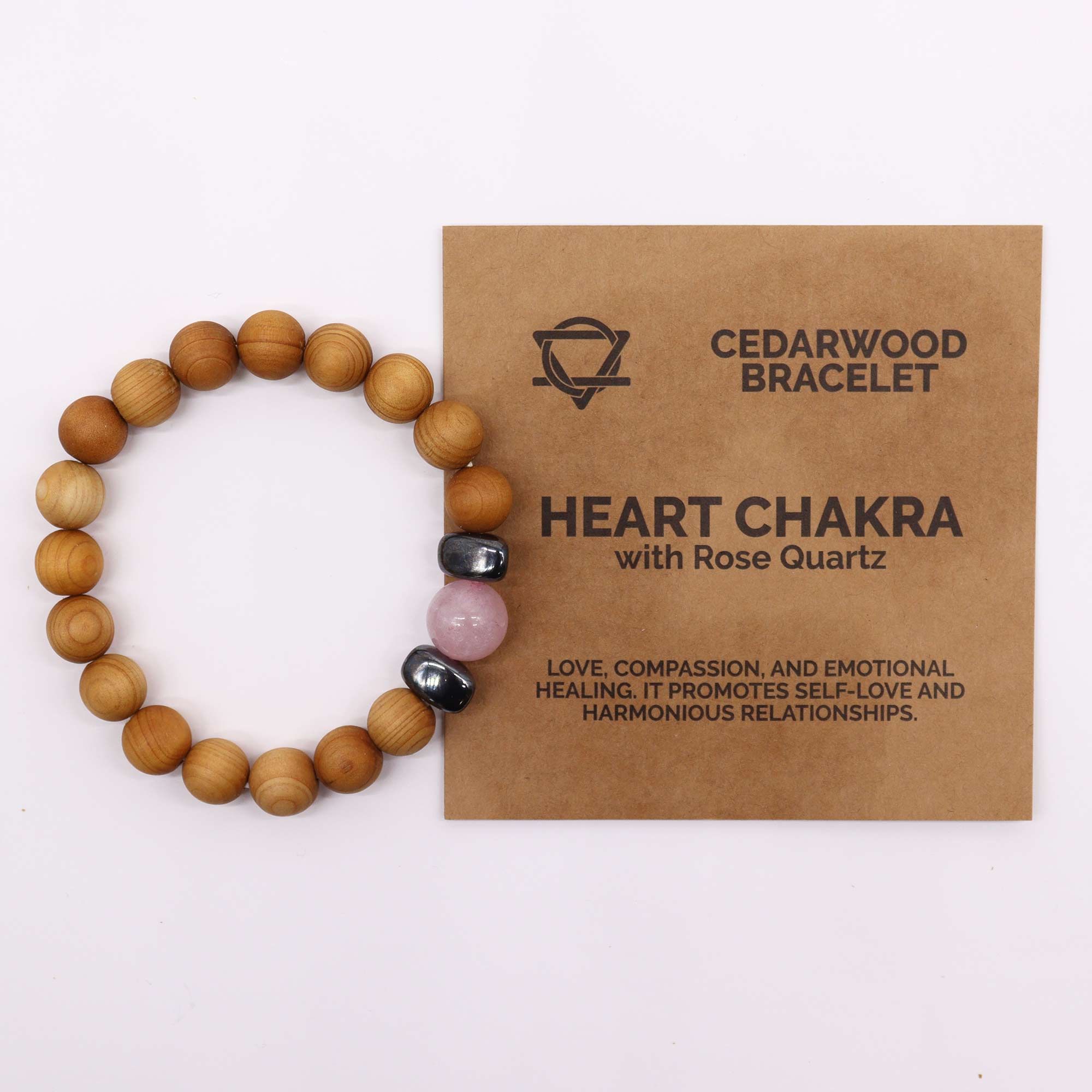 Cedarwood Heart Chakra Bangle with Rose Quartz - Image 4