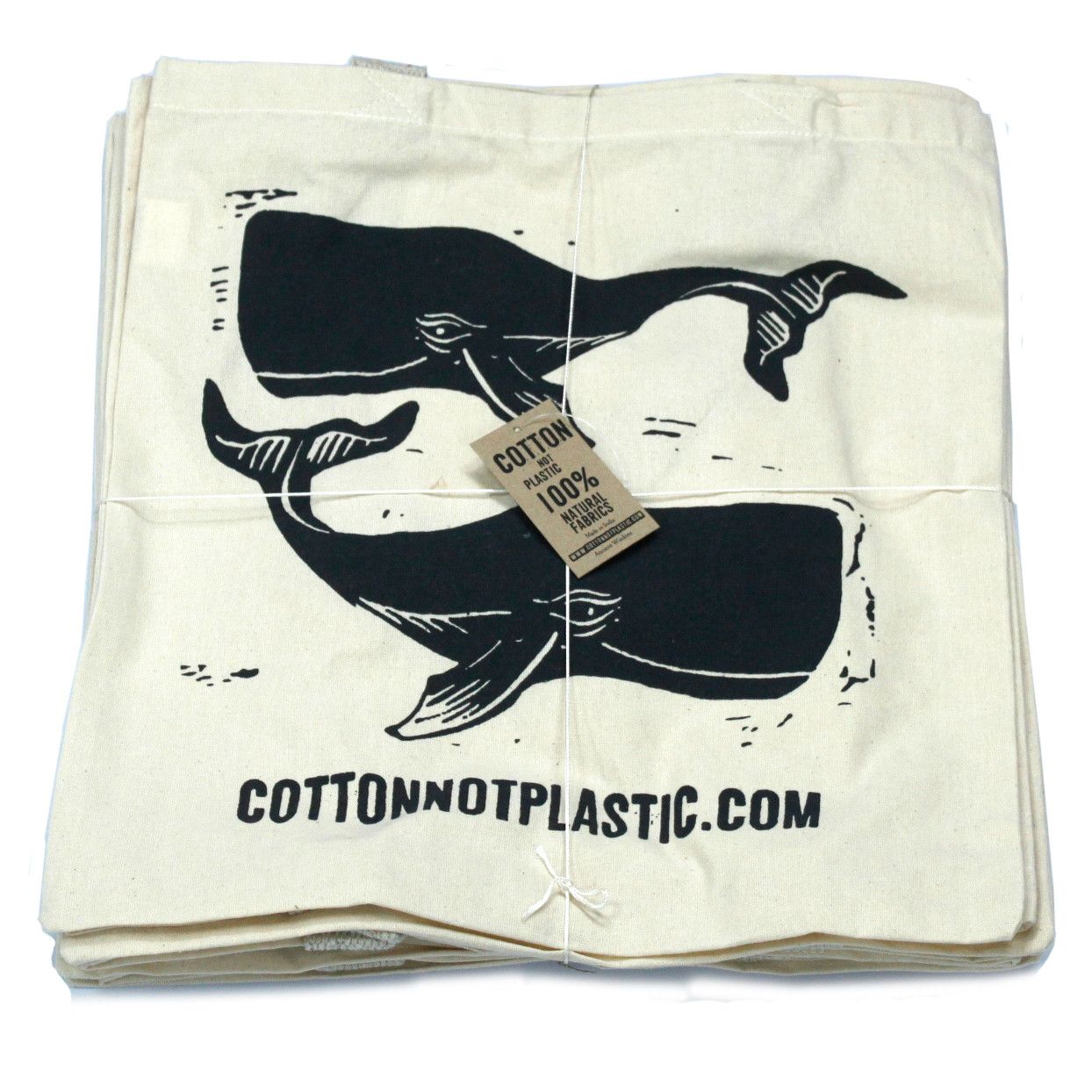Lrg Natural 6oz Cotton Bag 38x42cm - WHALES - Image 4