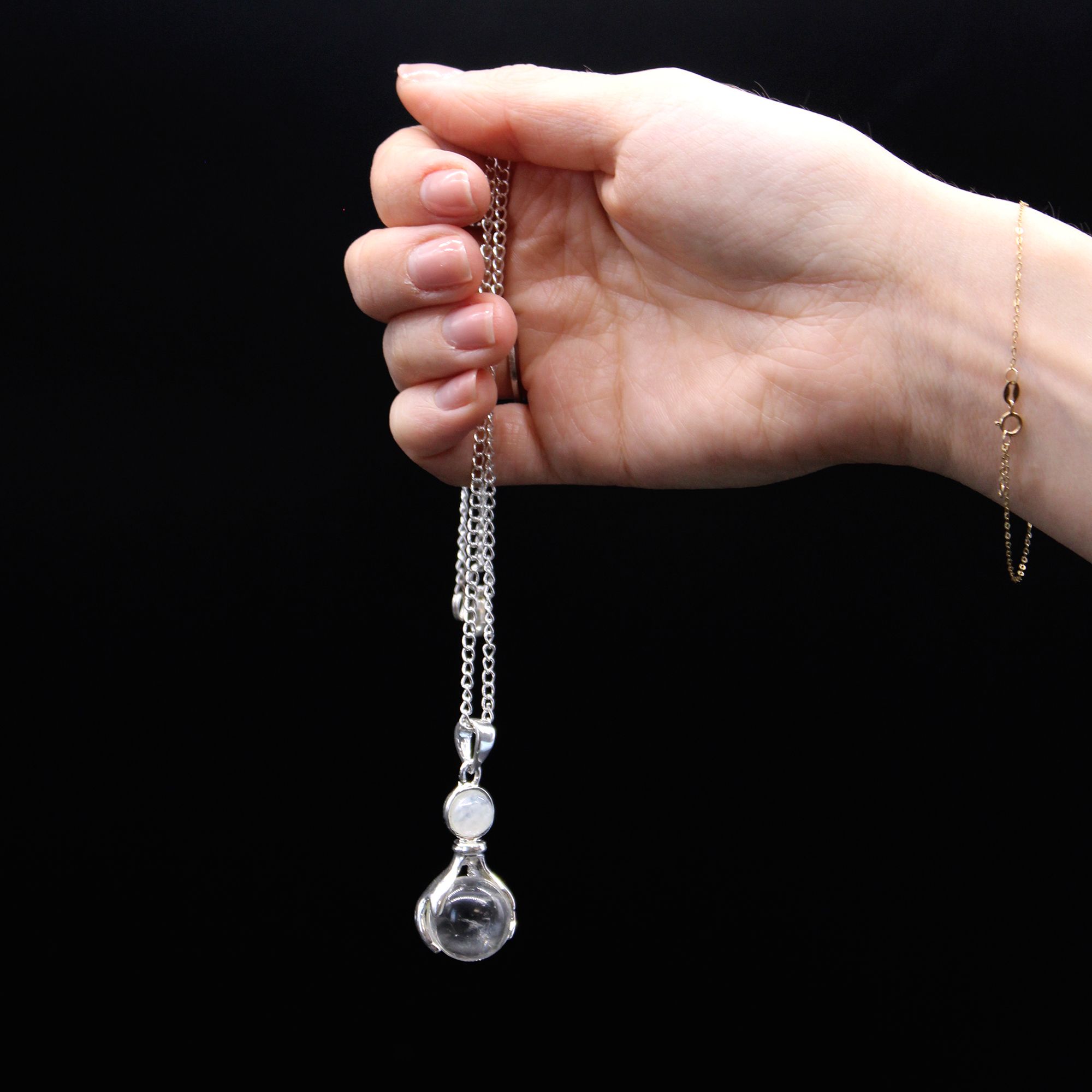 Gemstone Healing Hands Pendant - Black Agate - Image 5