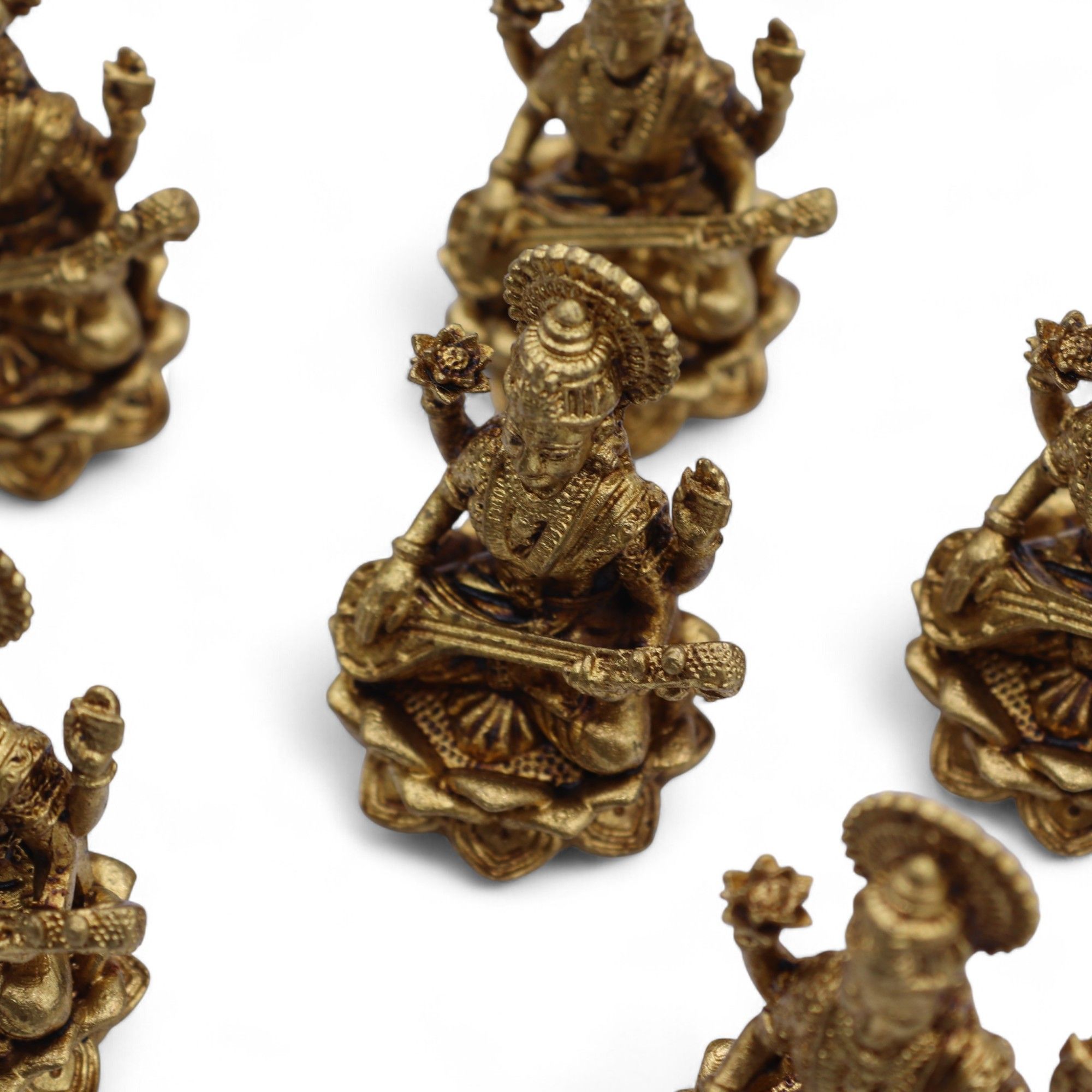 Brass Miniature Gods - Sarswati (22gms) - 34mm - Image 8
