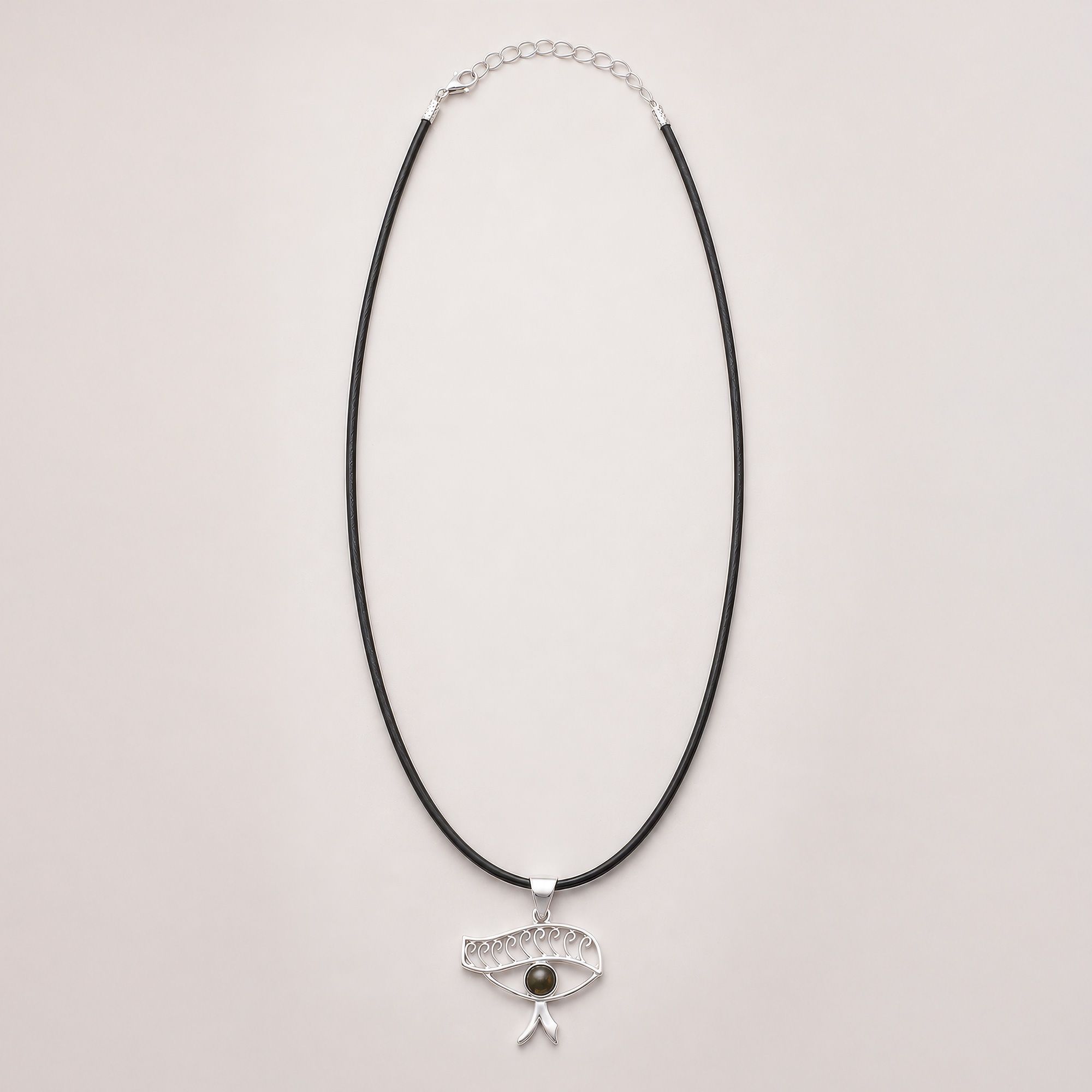 Indian Devotional Pendant - Silver Plated (45cm Cord)- Cleopatra Eye - Iolite - Image 4