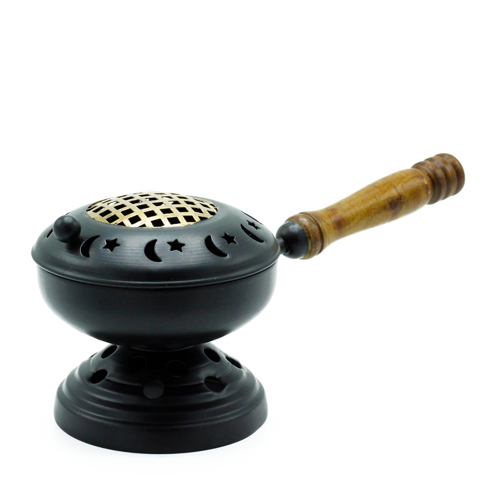 Large Iron Censer on Stand Incense Burner - Gold detail - Image 4