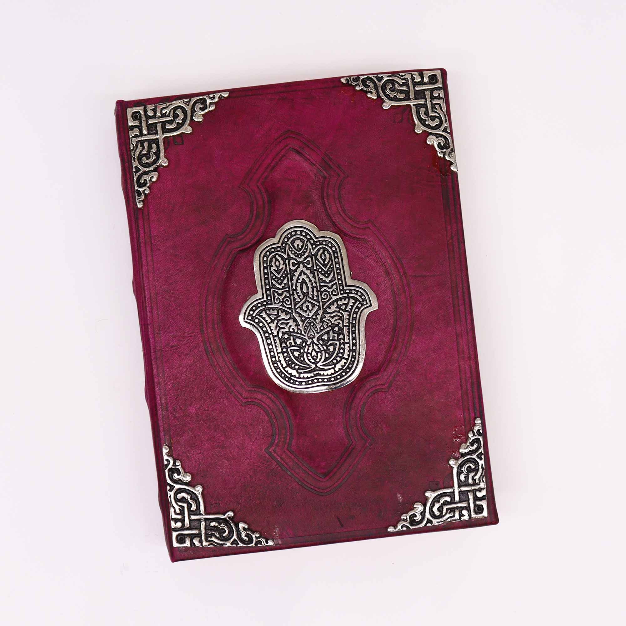 Heafty Red Tan Book - Zinc Hamsa Decor - 200 Deckle Edges Pages - 26x18cm - Image 4