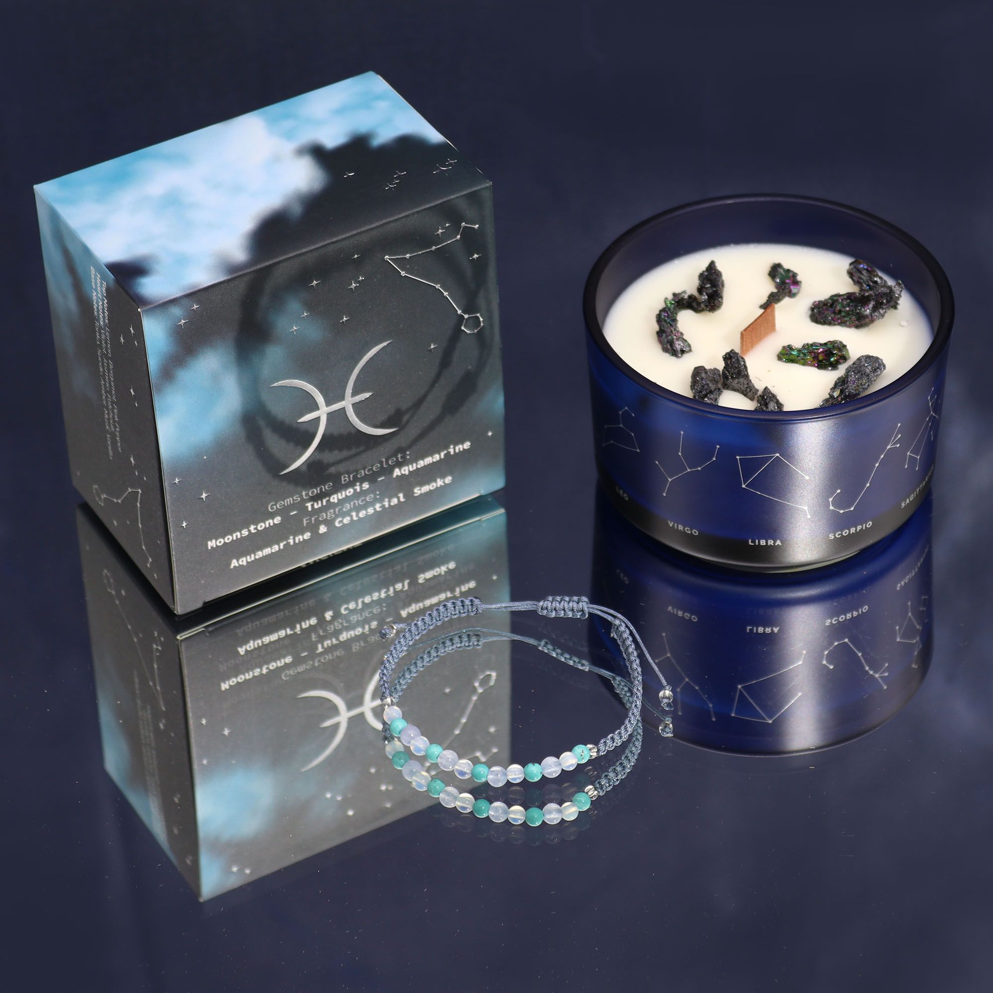 Zodiac Crystal Candle with Gemstone Bracelet - Pisces - Image 6