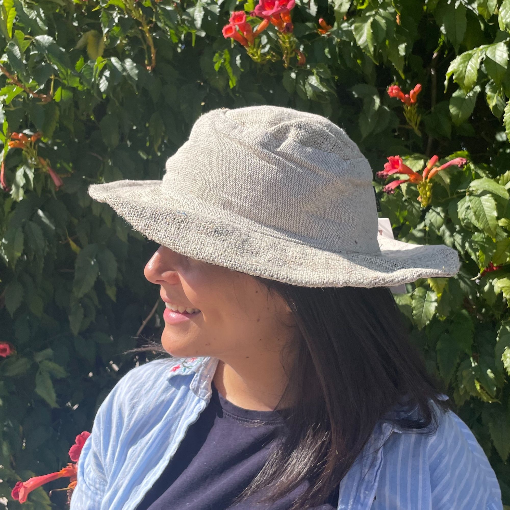 Patched and Wired Hemp & Cotton Boho Festival Hat - Natural - Image 2