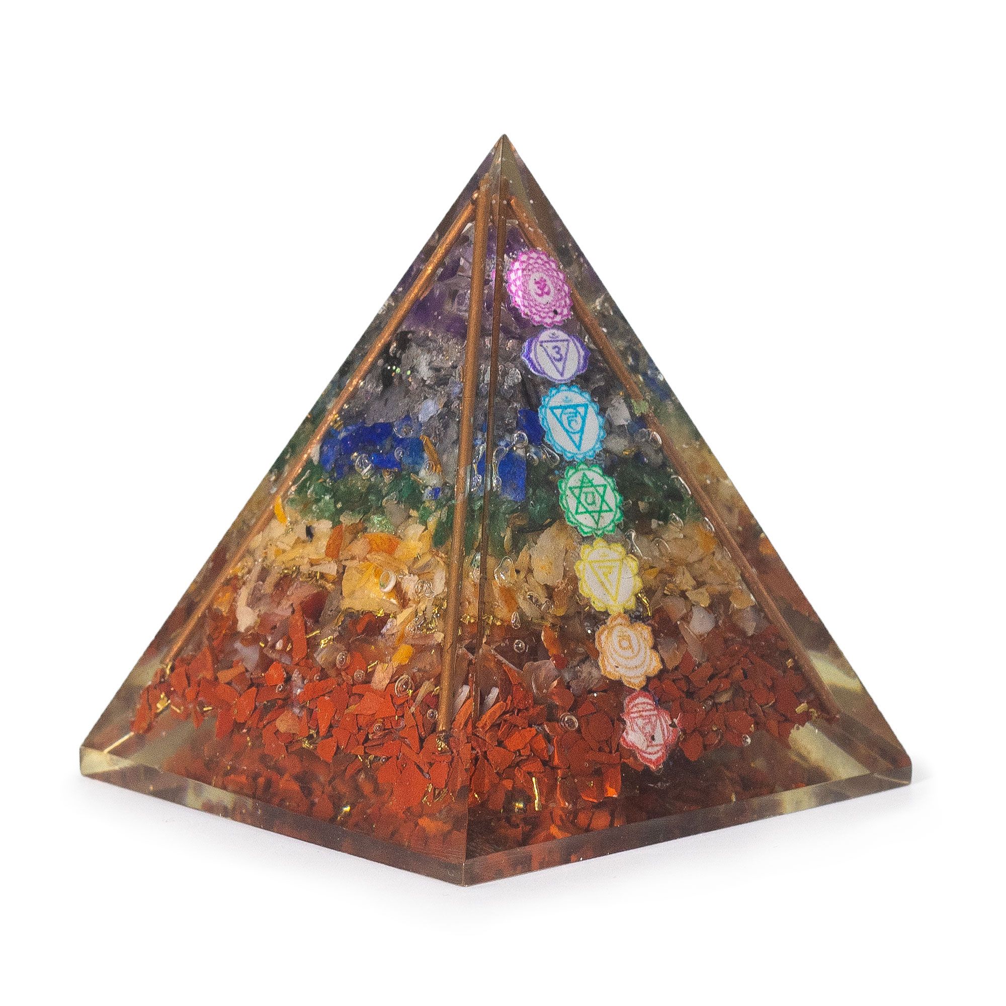 Med Organite Pryamids 7x6cm - Copper Bars - 7 Charkra Chips - Image 3