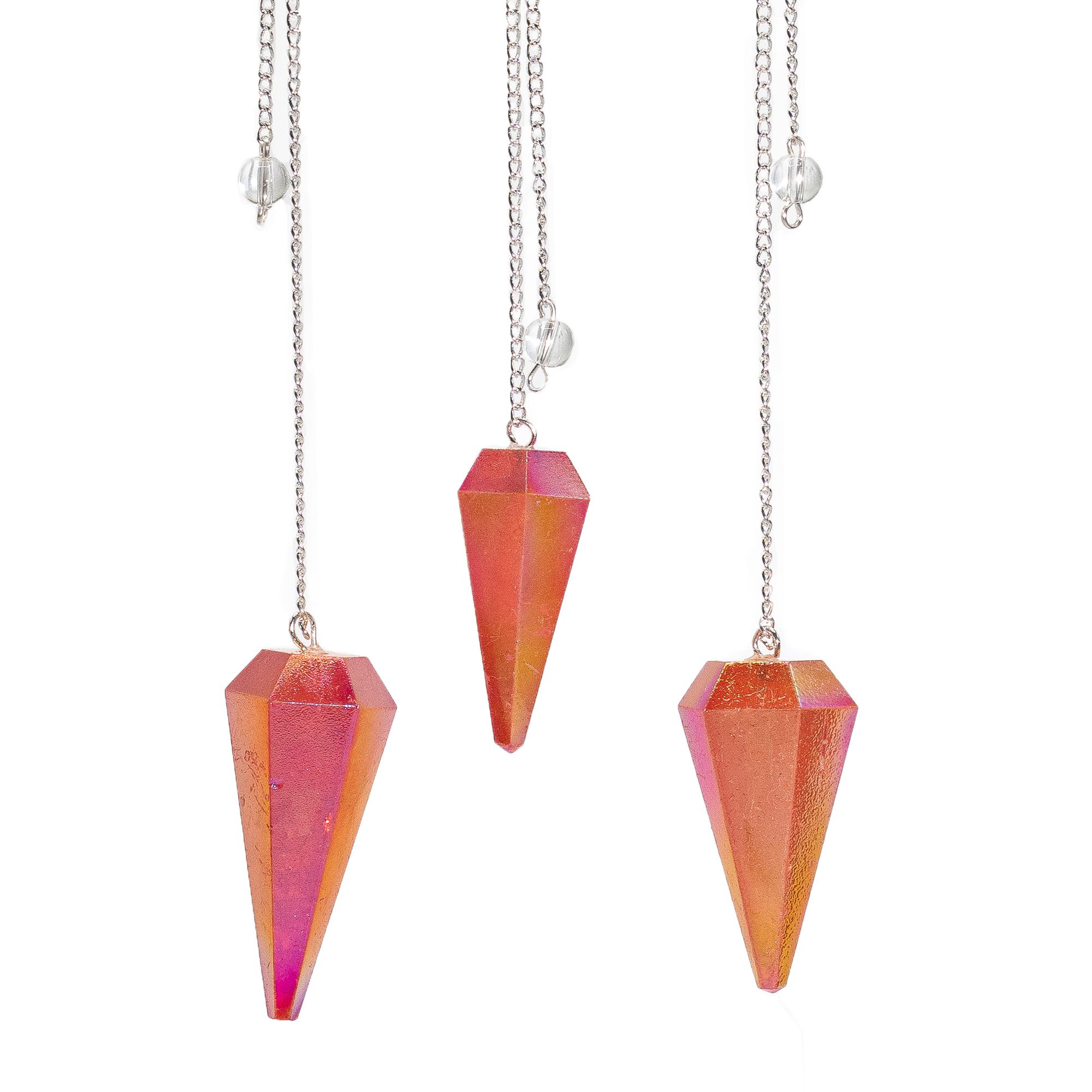 Six Sided Pendulum - Aurora Crystal Peach - 4cm - Image 2