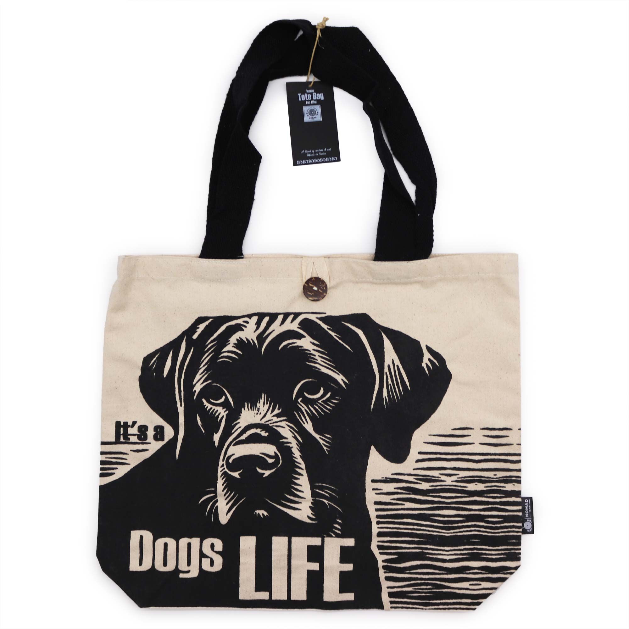 Iconic Classic Tote Bag - It's a Dogs Life - White 10oz - Image 3