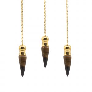Secret Cavity Discovery of Truth Pendulum - Tiger Eye - Gold Plated