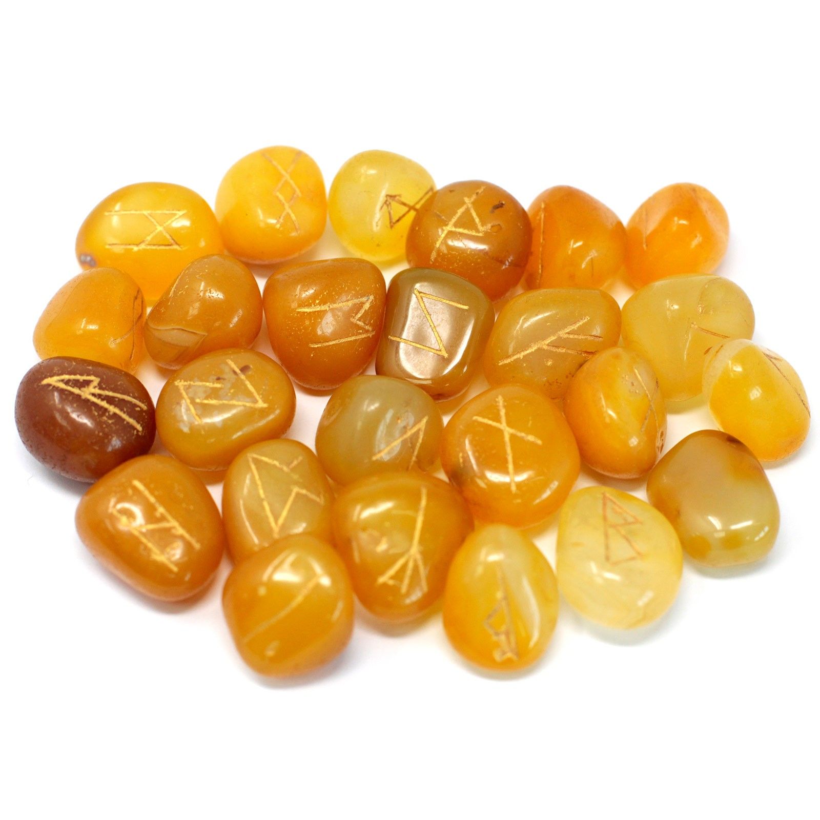 Runes Stone Set in Pouch- Yellow Onyx - Image 2