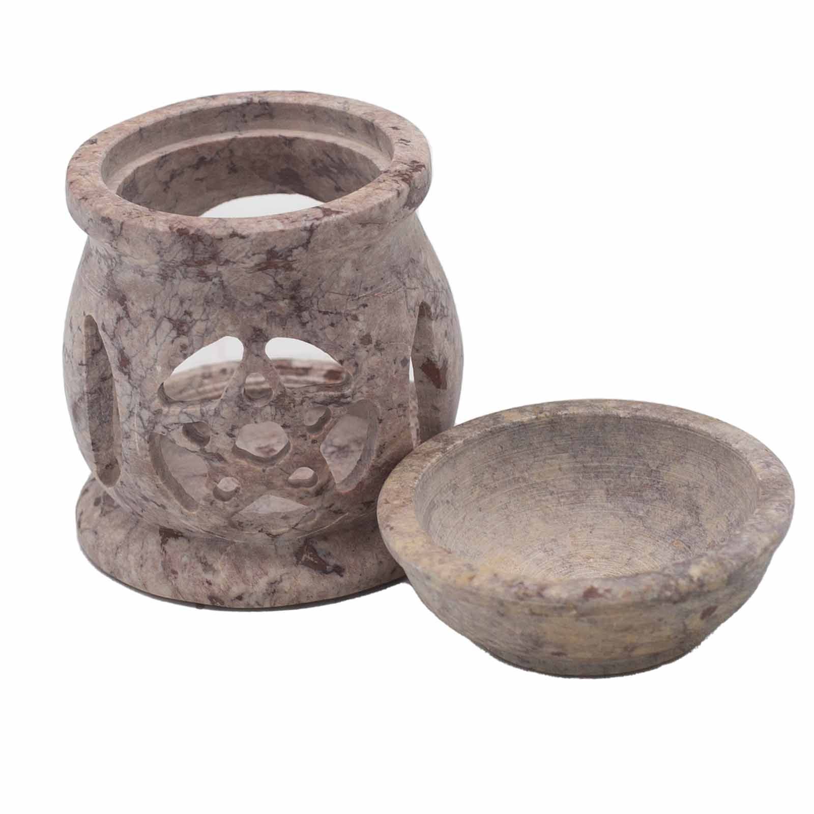 Small Soapstone Oil Burner 8cm - Three Moon Pentagon - Image 4