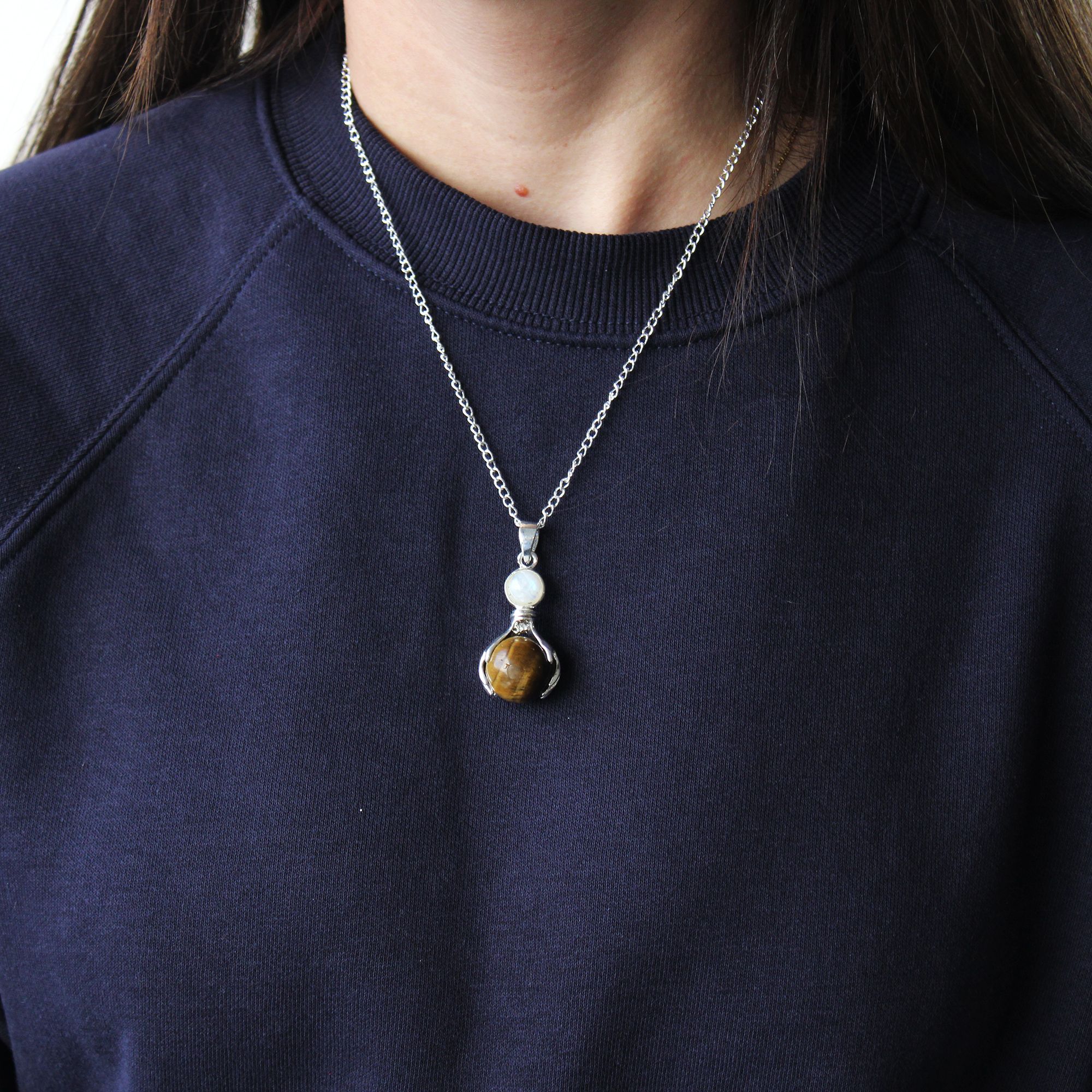 Gemstone Healing Hands Pendant - Black Agate - Image 4