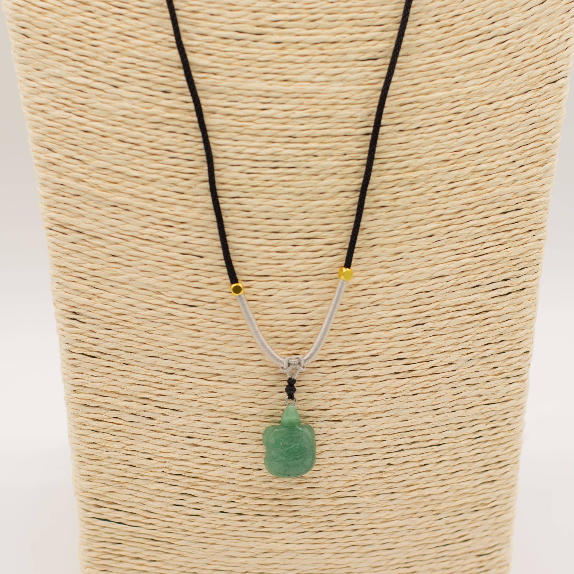 Cord Necklace Gemstone Pendant - Jade Turtle - Image 2