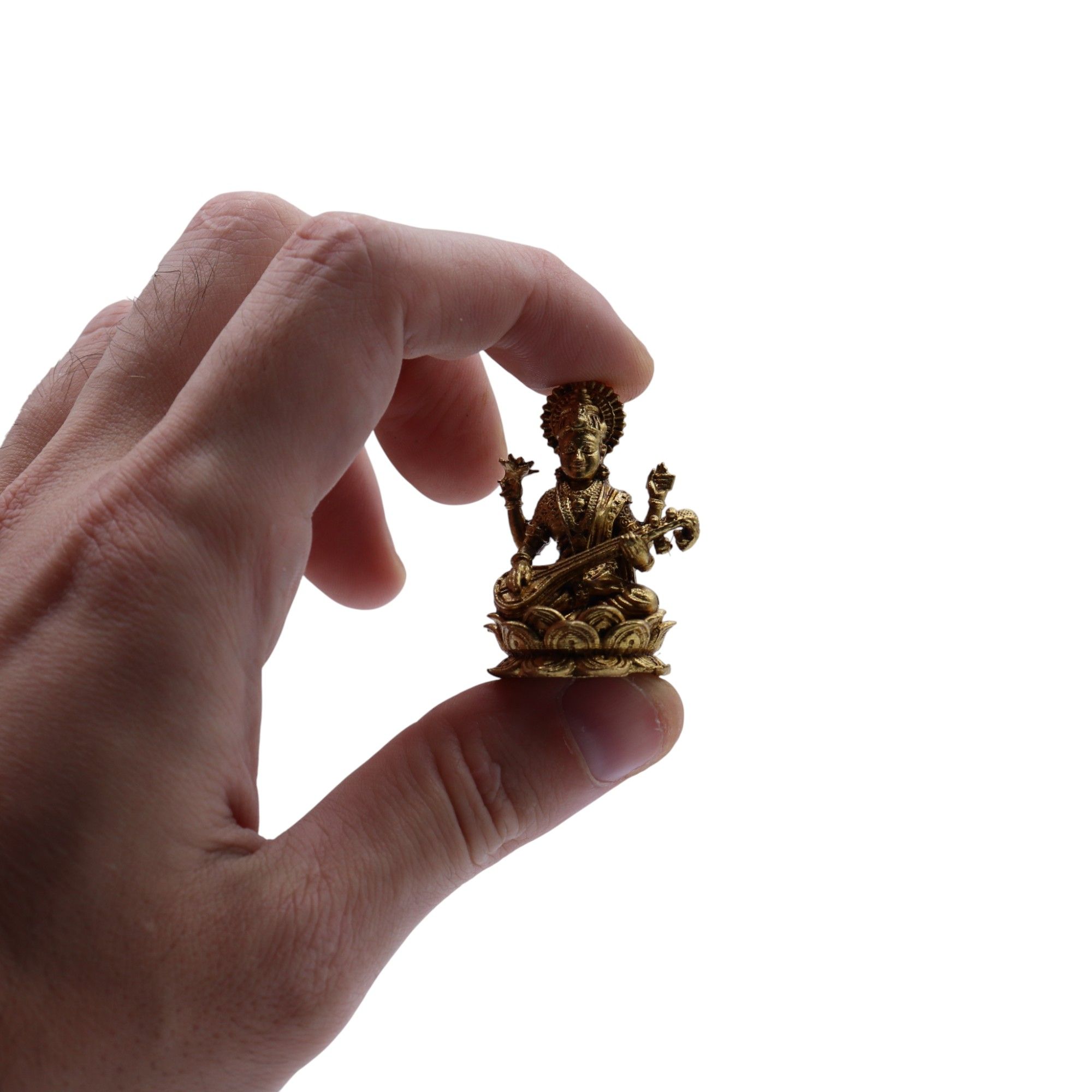 Brass Miniature Gods - Sarswati (22gms) - 34mm - Image 3